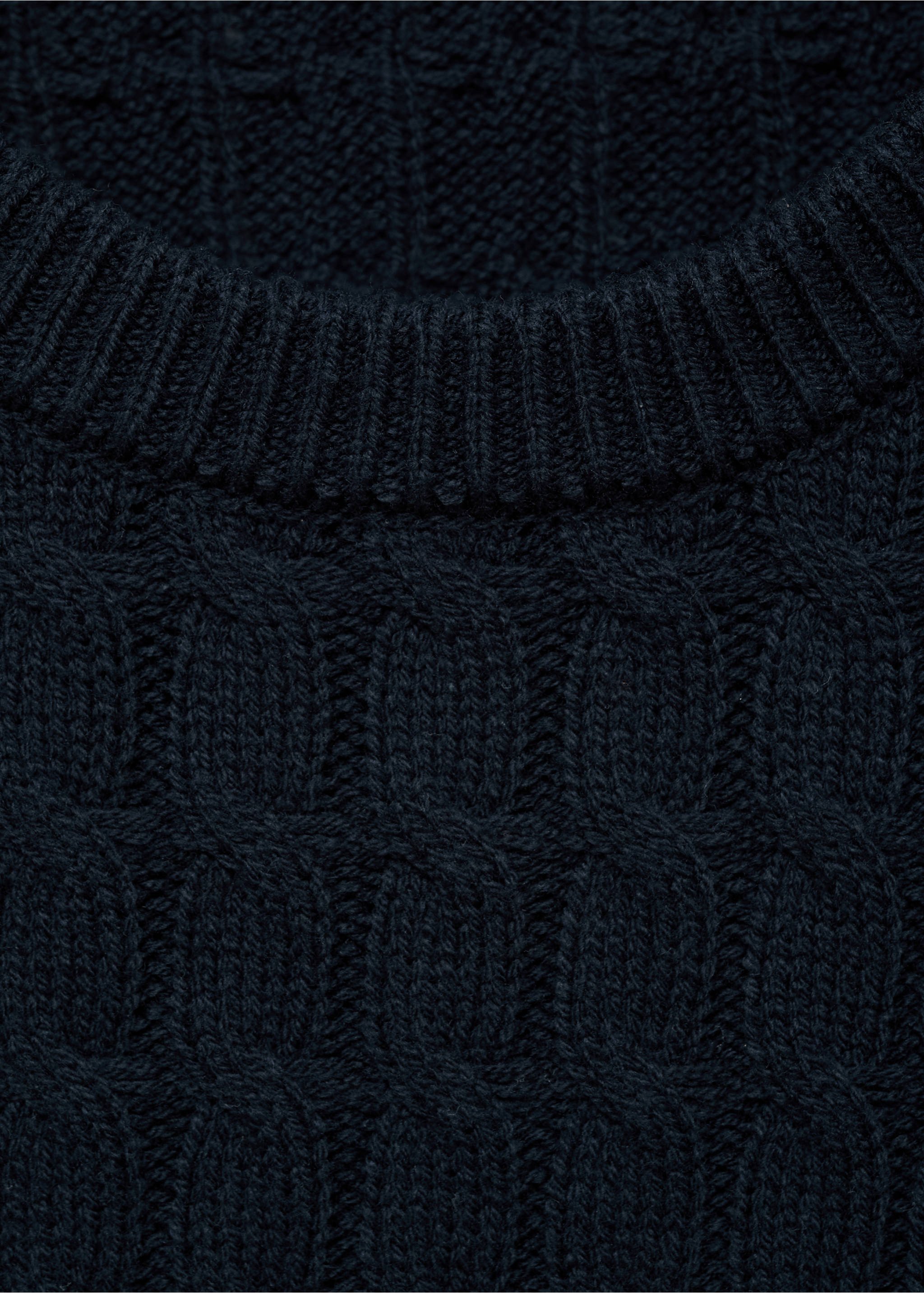 Braided knitted sweater - Details of the article 0, Navy. Ref: 17004089-00.