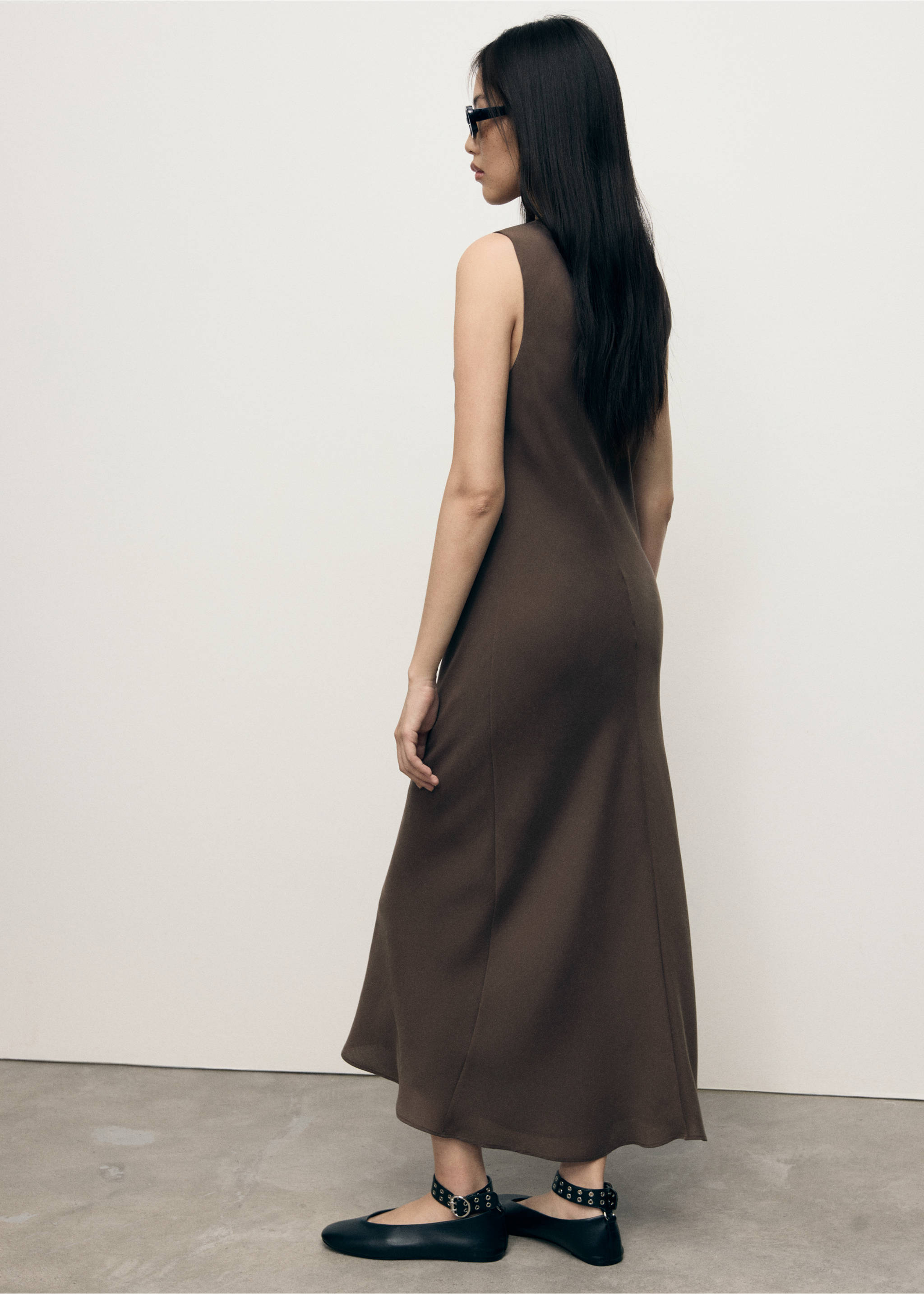 Long modal dress - Reverse of the article, Brown. Ref: 17004090-00.