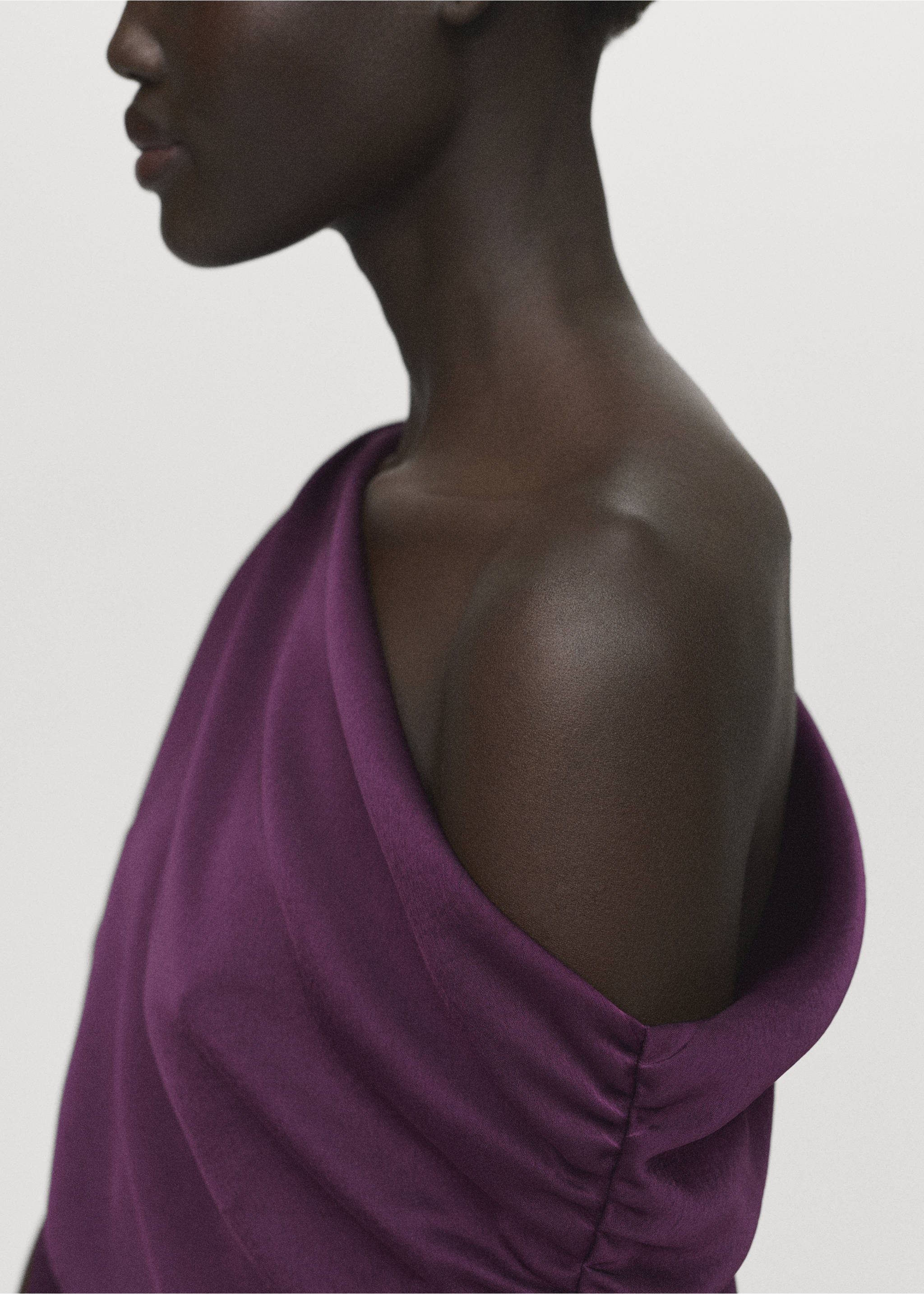 Asymmetrical satin dress - Details of the article 1, Purple. Ref: 17004091-00.