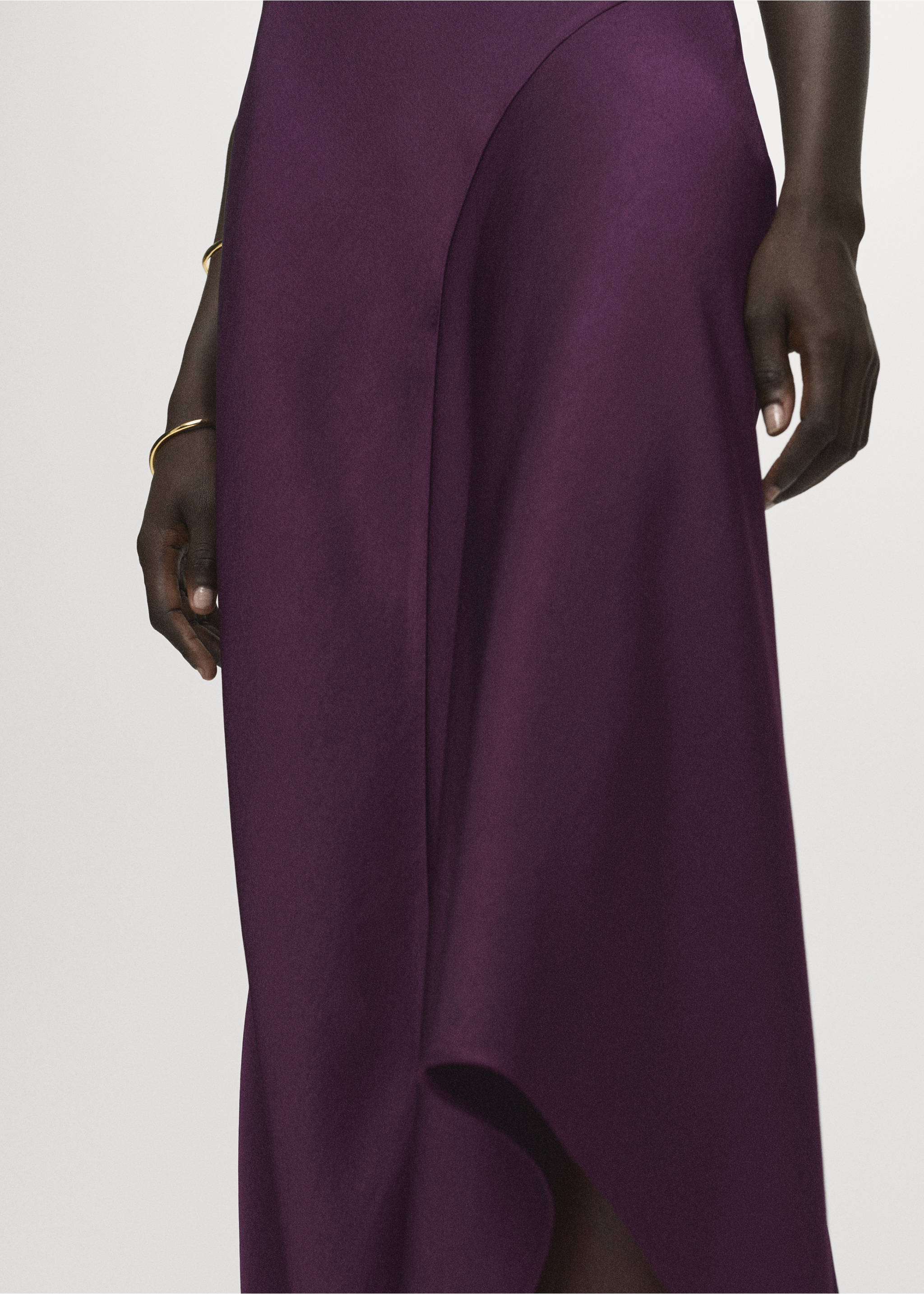 Asymmetrical satin dress - Details of the article 3, Purple. Ref: 17004091-00.