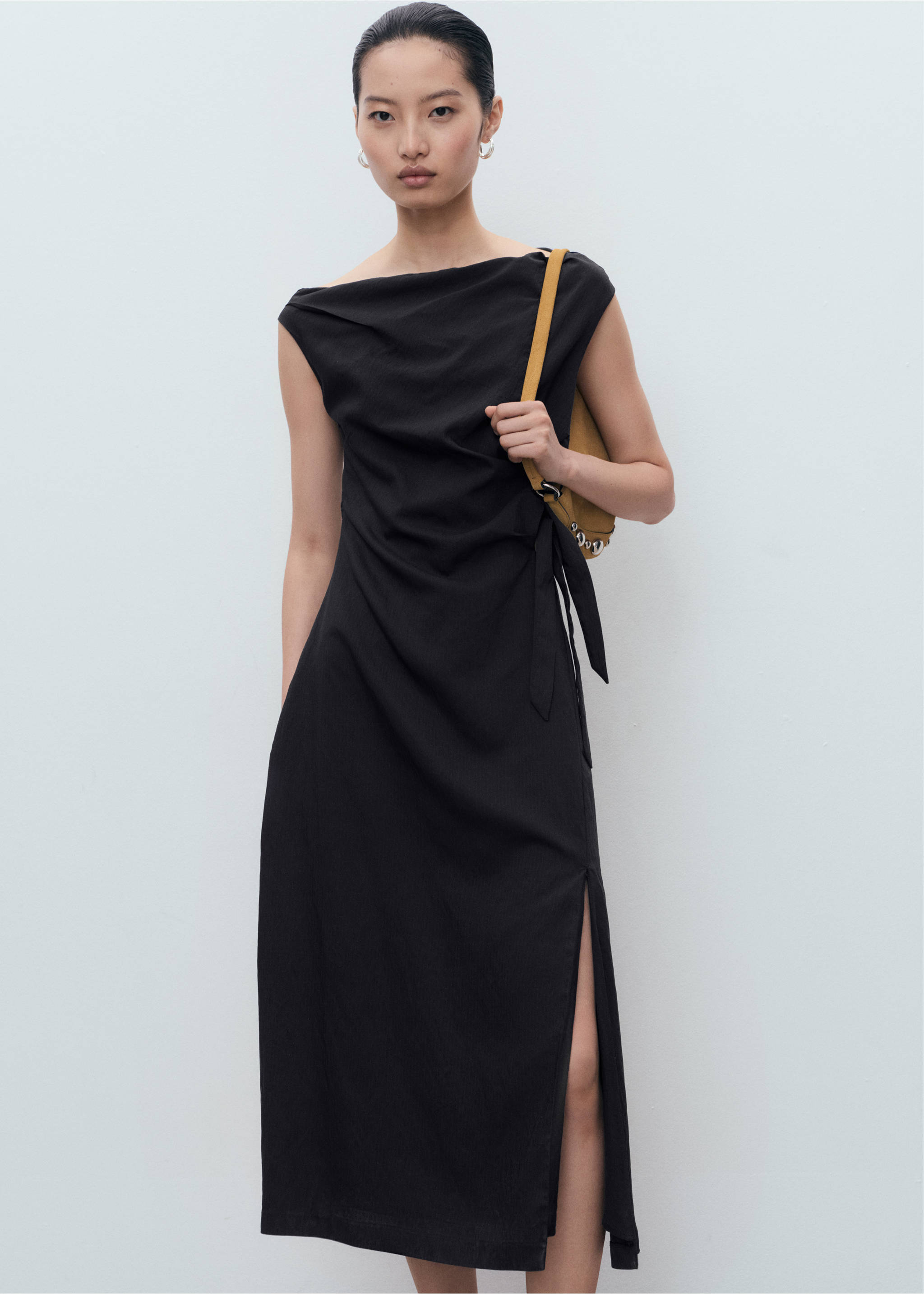 Asymmetrical knotted dress - Medium plane, Dark Navy. Ref: 17004095-00.