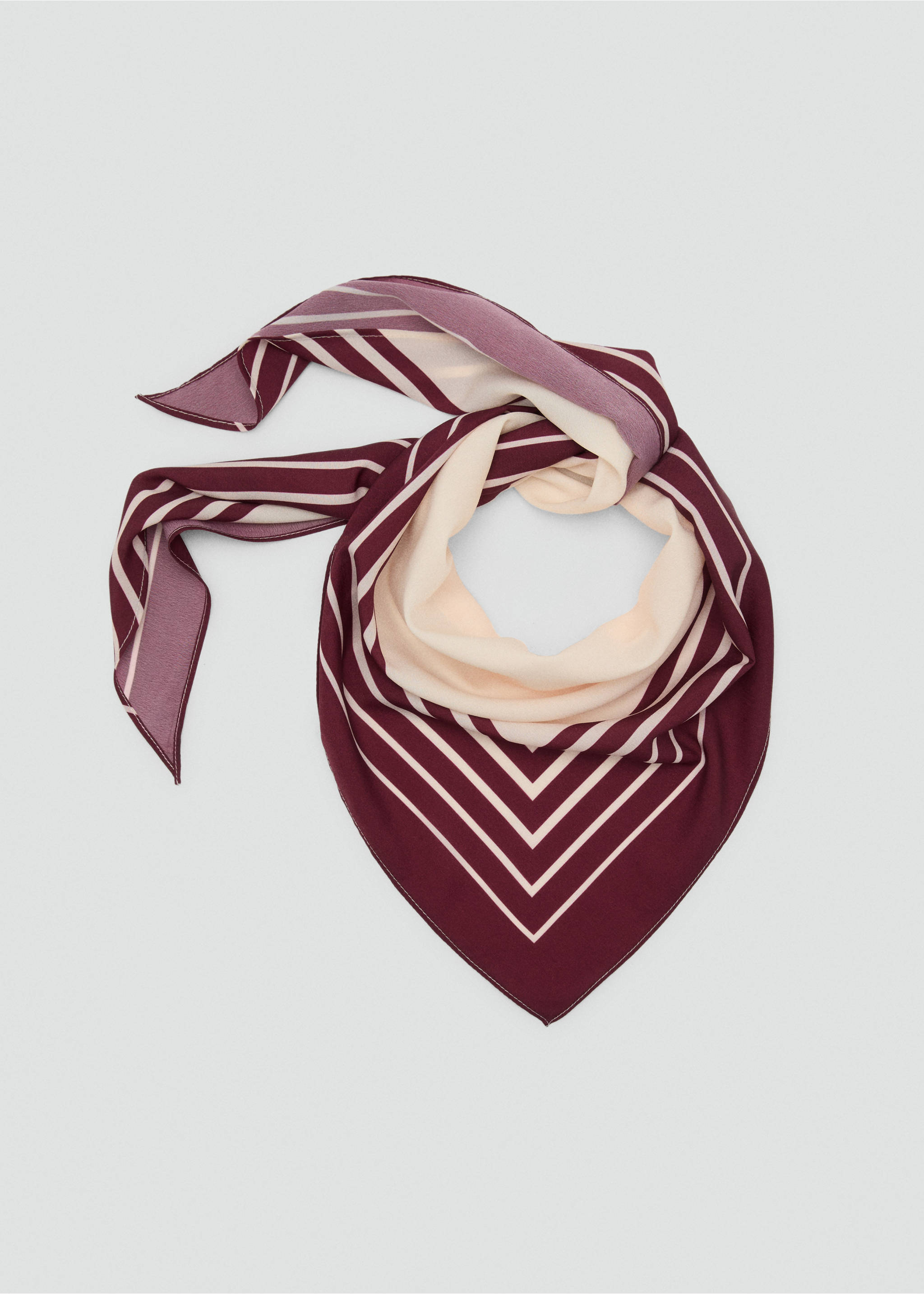 Striped satin scarf - Details of the article 1, Ecru. Ref: 17004096-00.