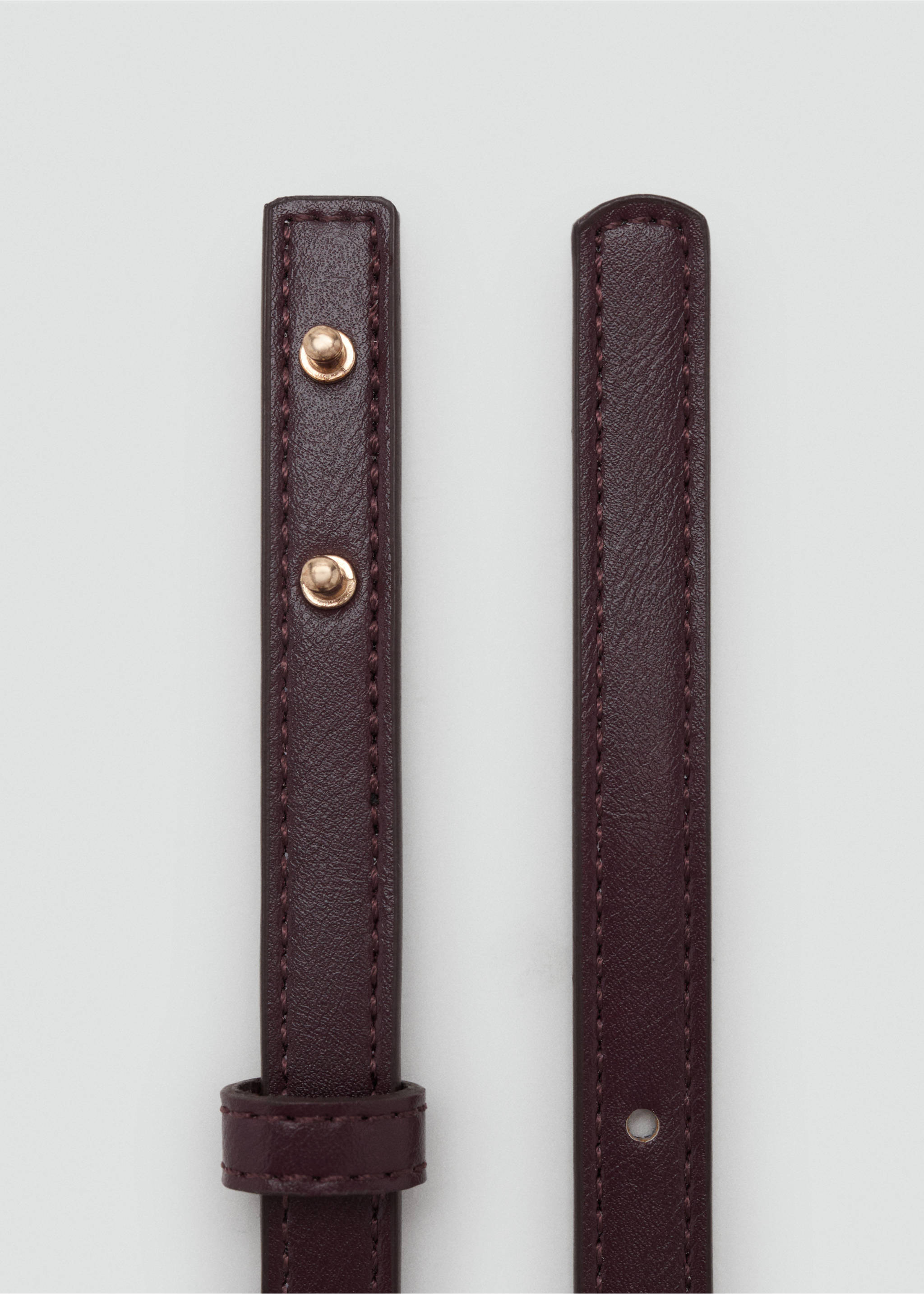 Thin belt with metal detail - Medium plane, Burgundy. Ref: 17004098-00.