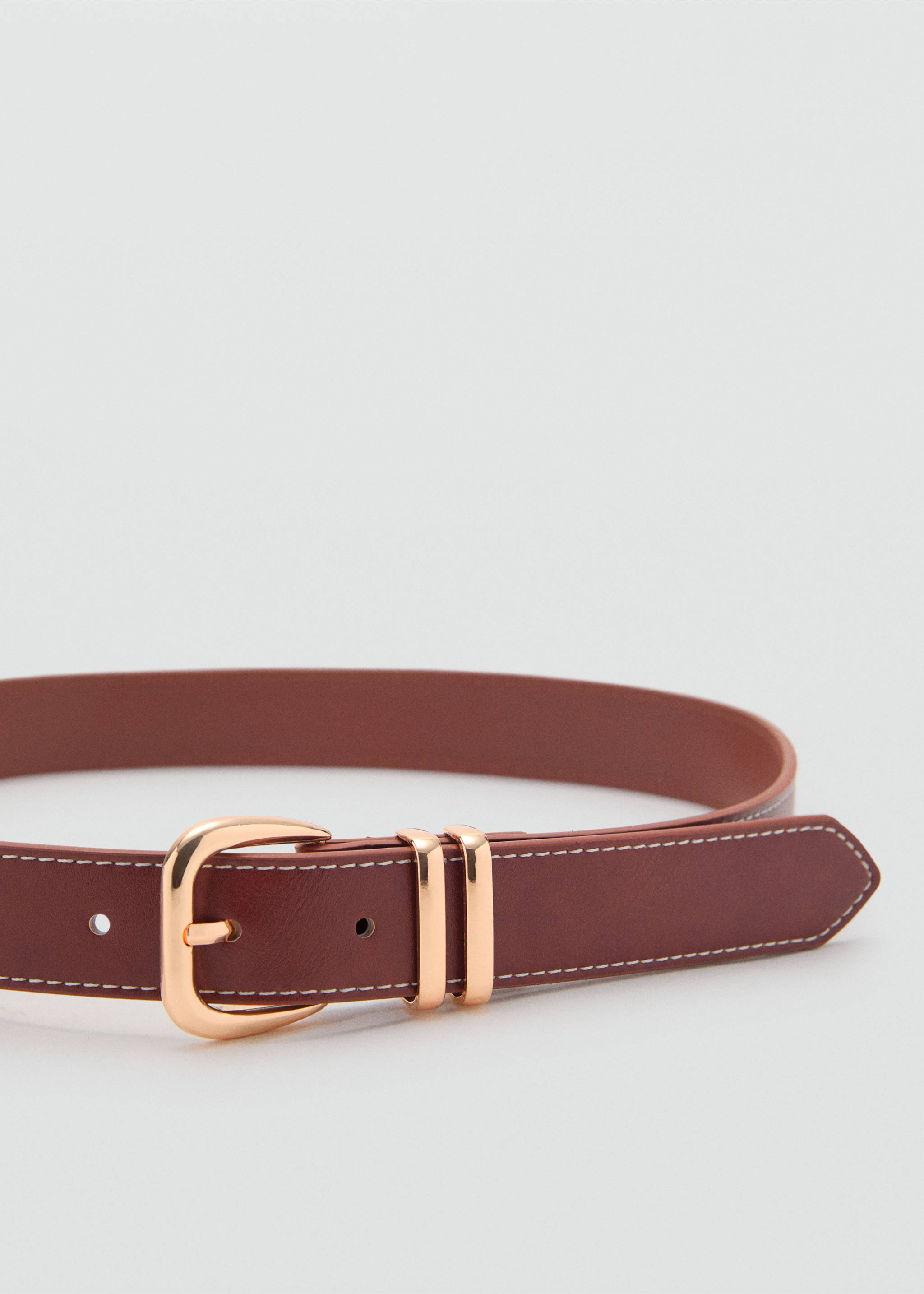 Metal buckle belt - Medium plane, Brown. Ref: 17004099-00.