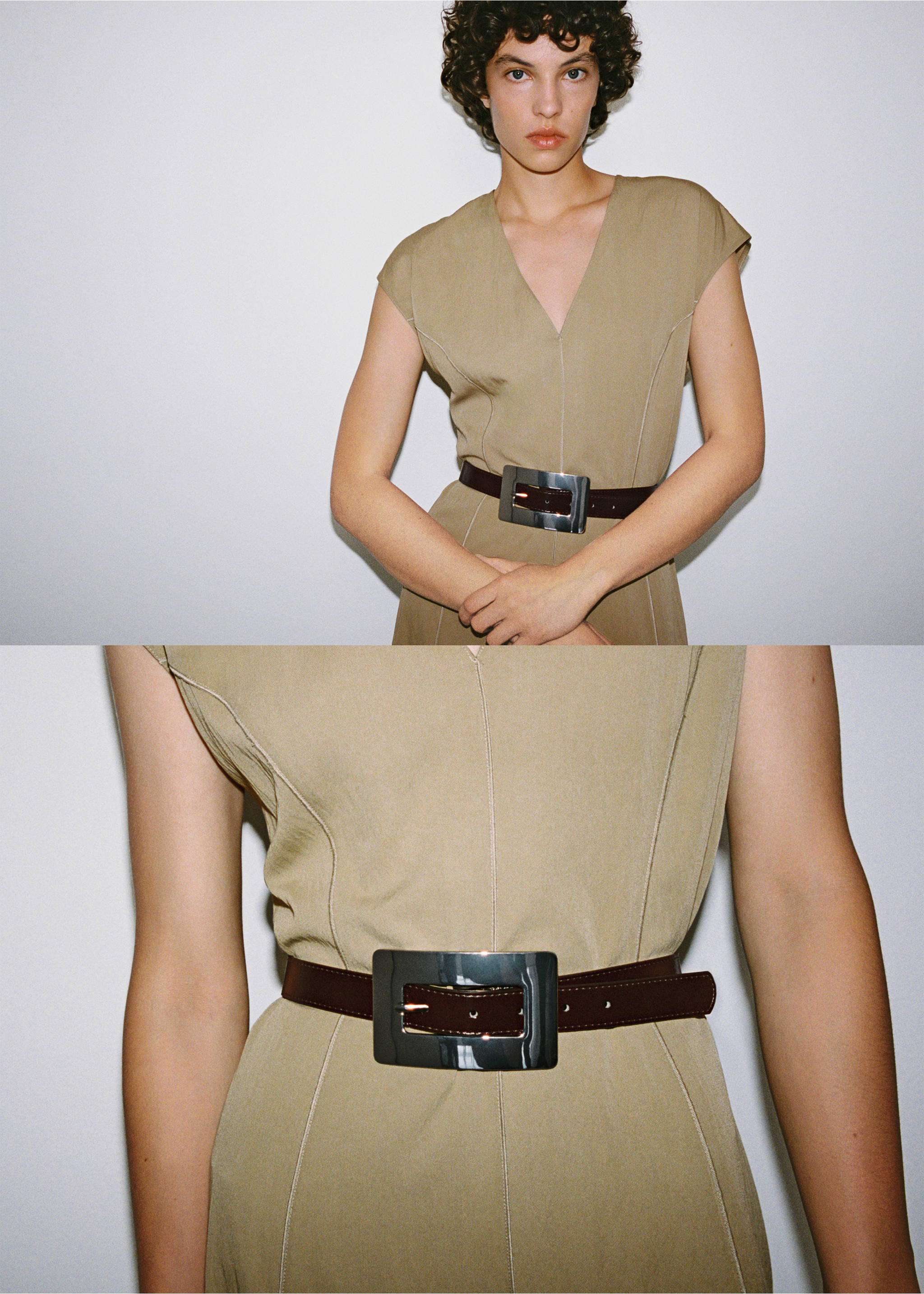 Thin belt with maxi-buckle - General plane, Chocolate. Ref: 17004100-00.