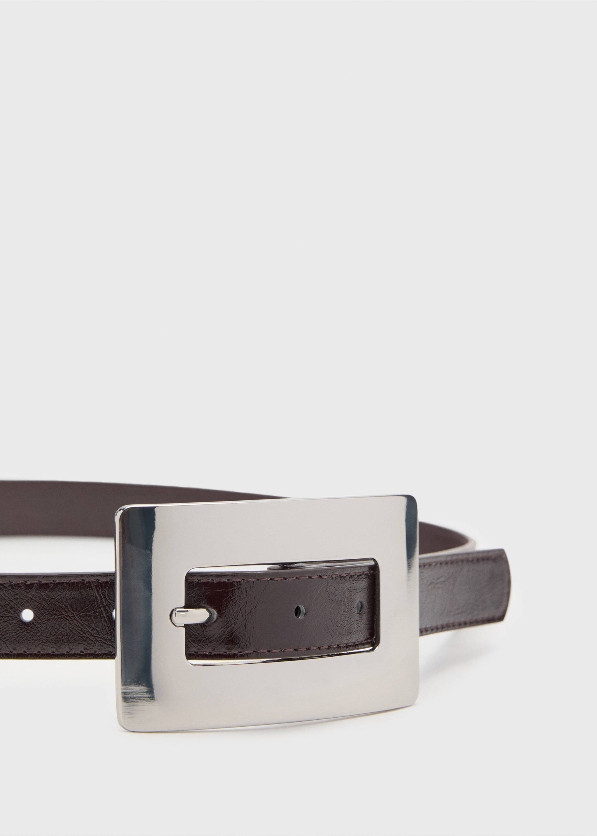 Thin belt with maxi-buckle - Details of the article 1, Chocolate. Ref: 17004100-00.