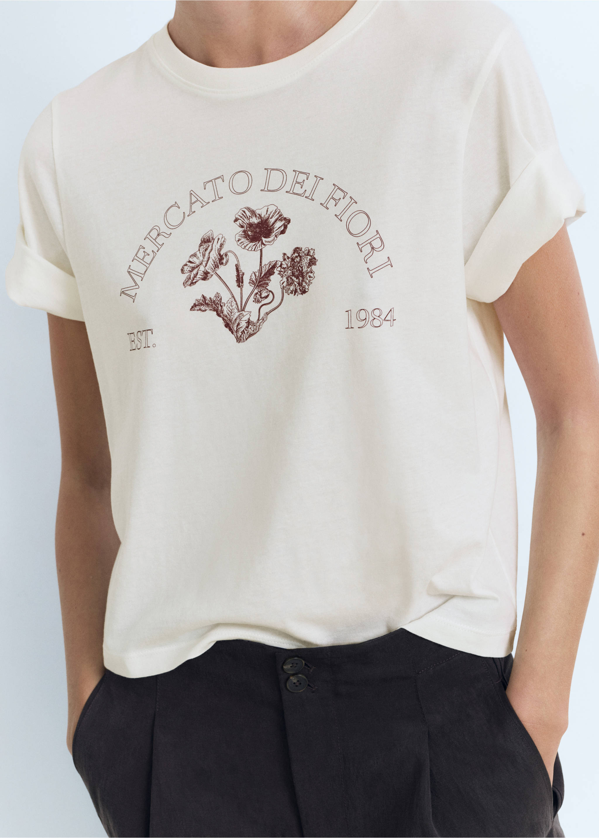 Printed cotton-blend t-shirt - Medium plane, Off White. Ref: 17004101-00.