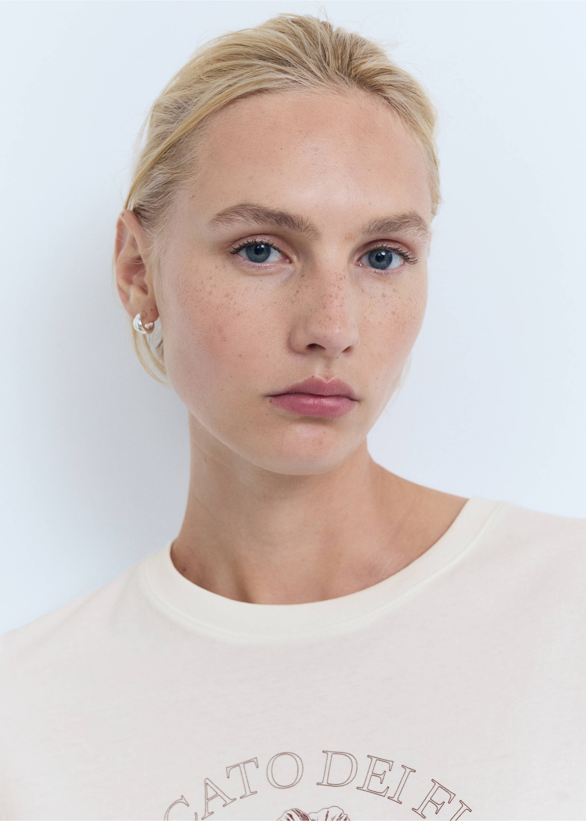 Printed cotton-blend t-shirt - Details of the article 1, Off White. Ref: 17004101-00.