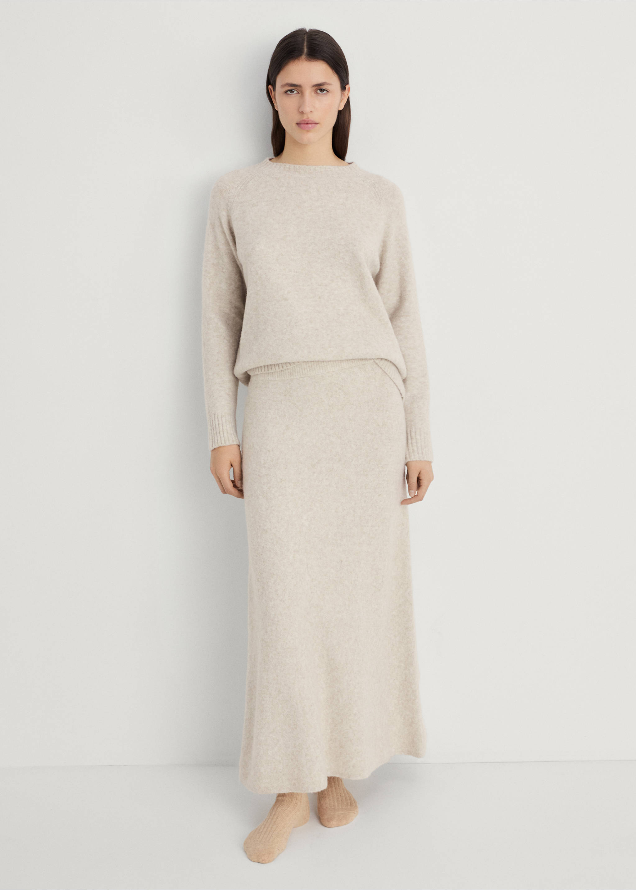 Pullover mit Rundhalsausschnitt und Strickdesign - Allgemeine Ansicht, Beige. Ref: 17004104-00.