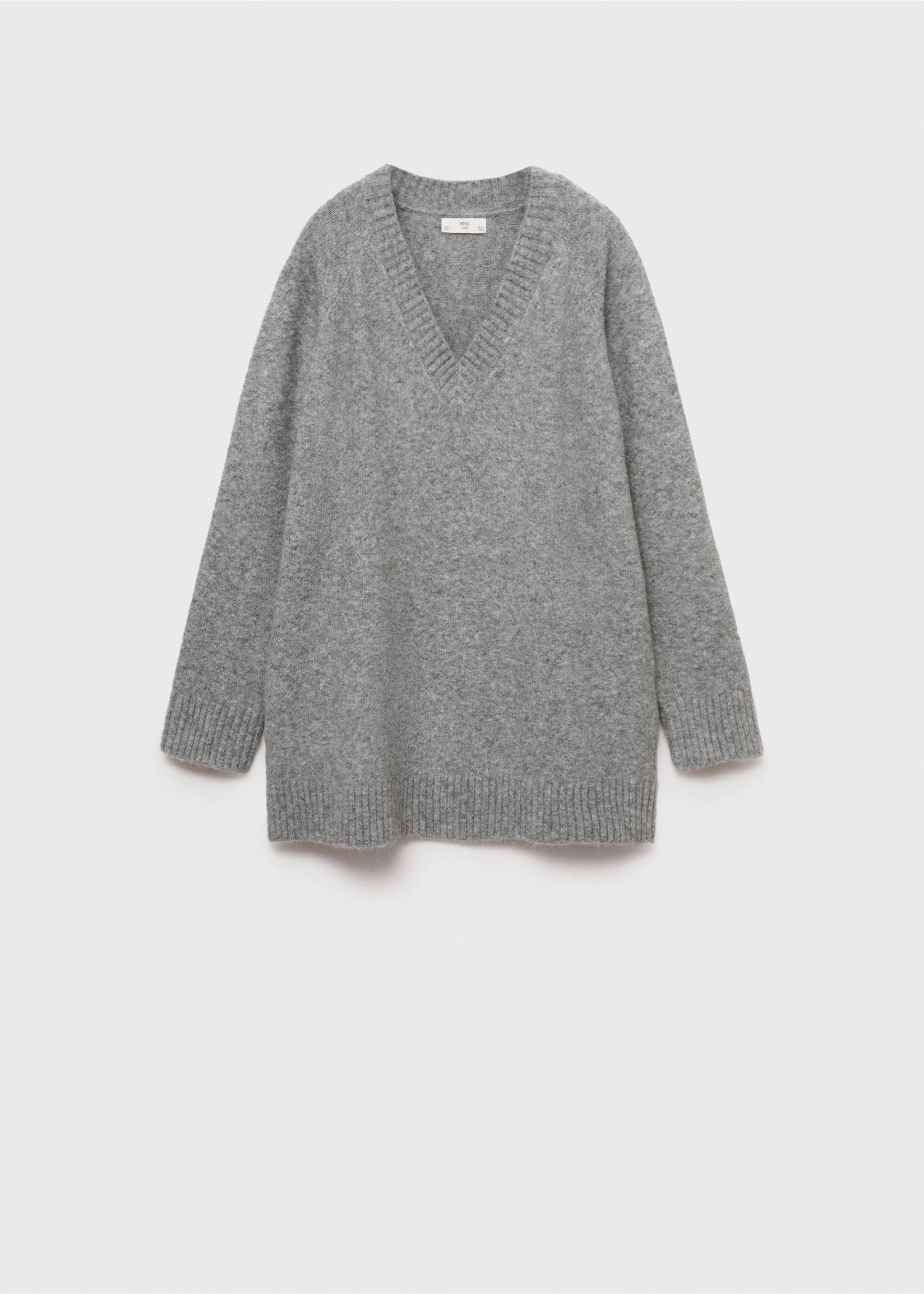 V-neck knit sweater - Article without model, Grey. Ref: 17004105-00.