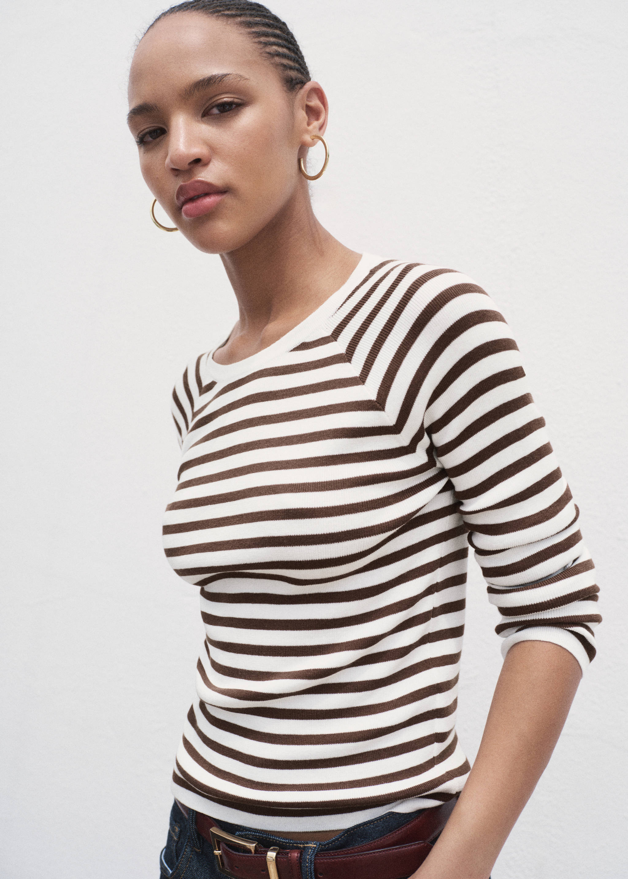 Long-sleeved fine-knit sweater - Medium plane
