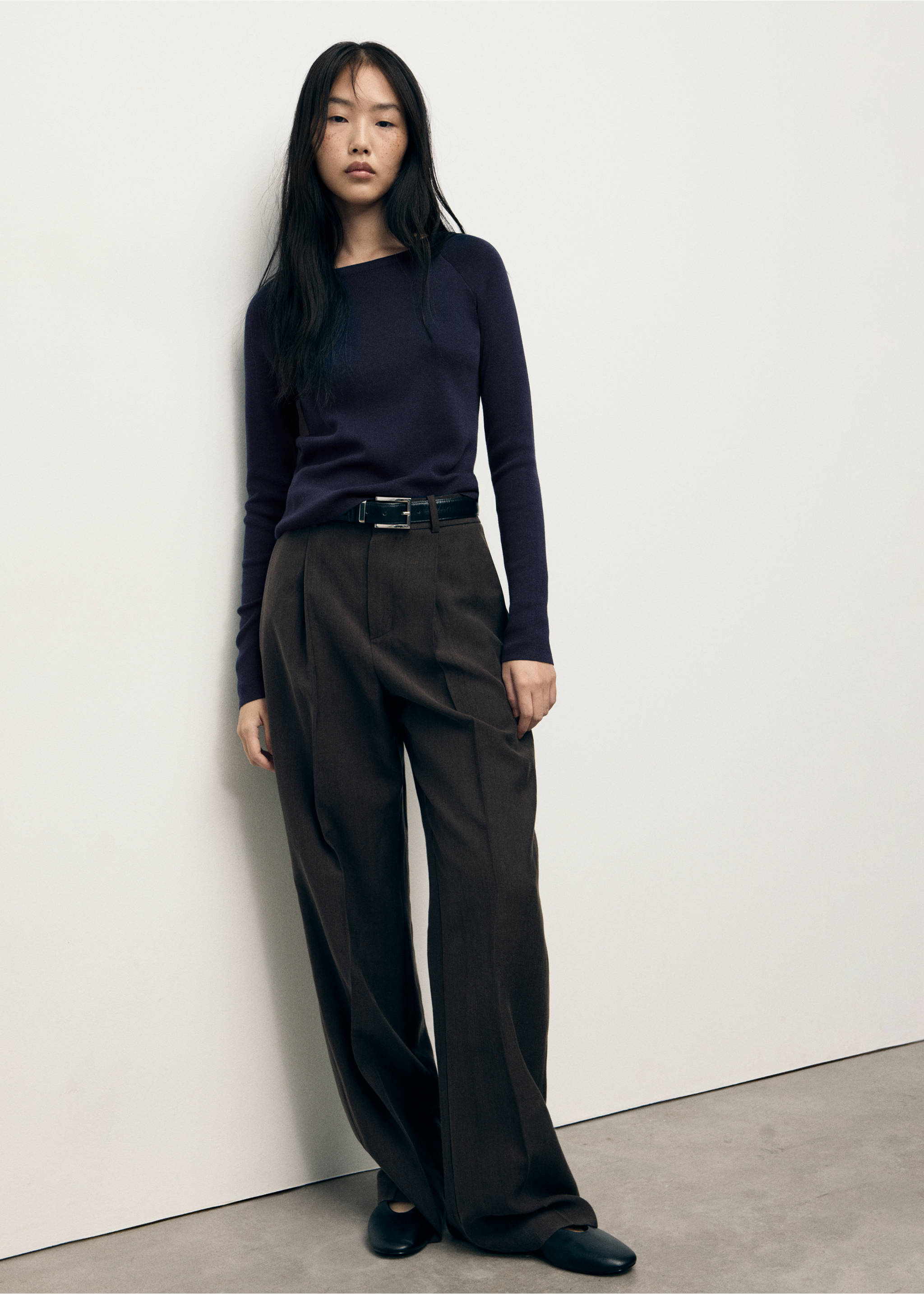 Long-sleeved fine-knit sweater - General plane, Dark Navy. Ref: 17004106-00.