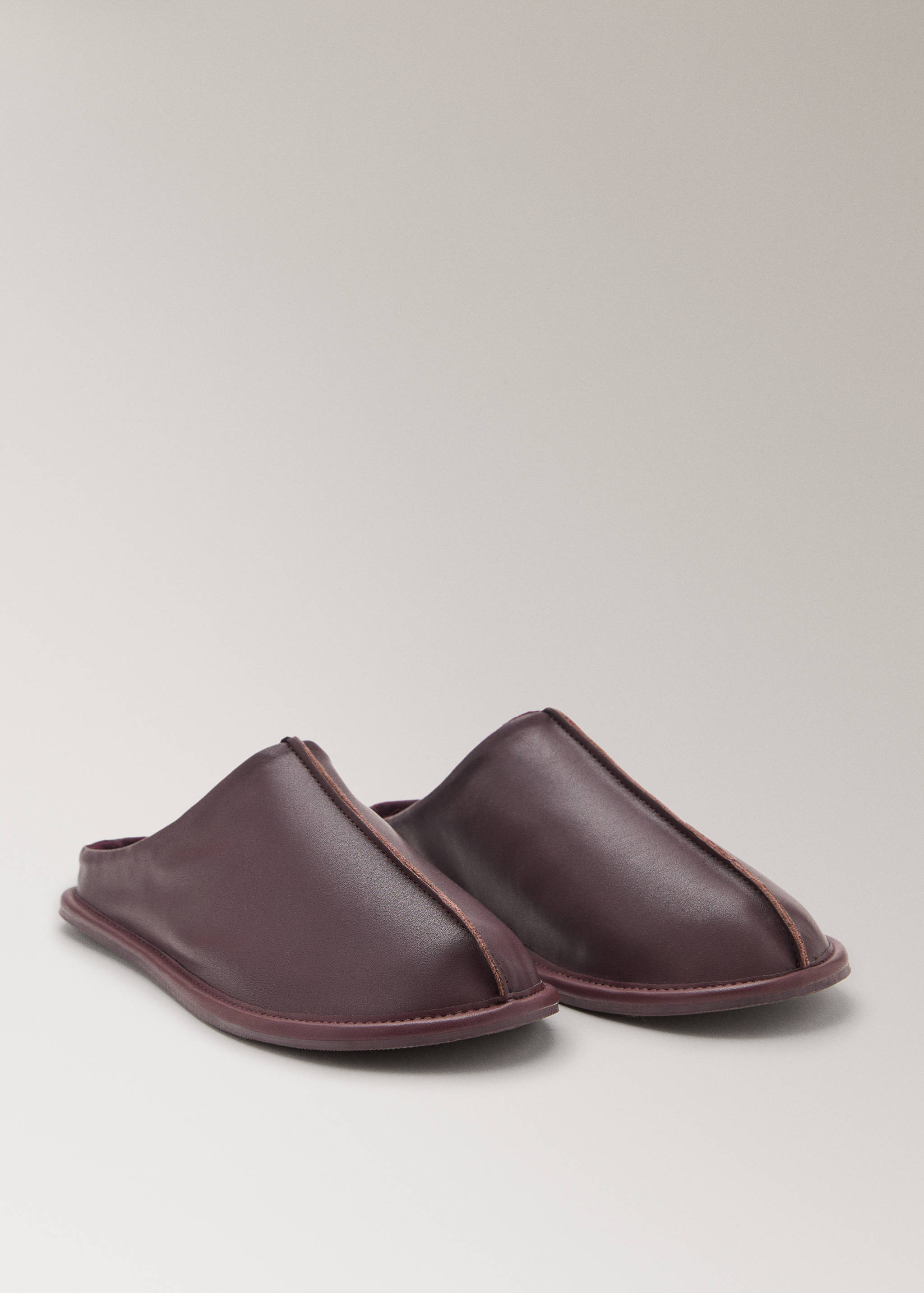 Leather clogs with stitching detail - Medium plane