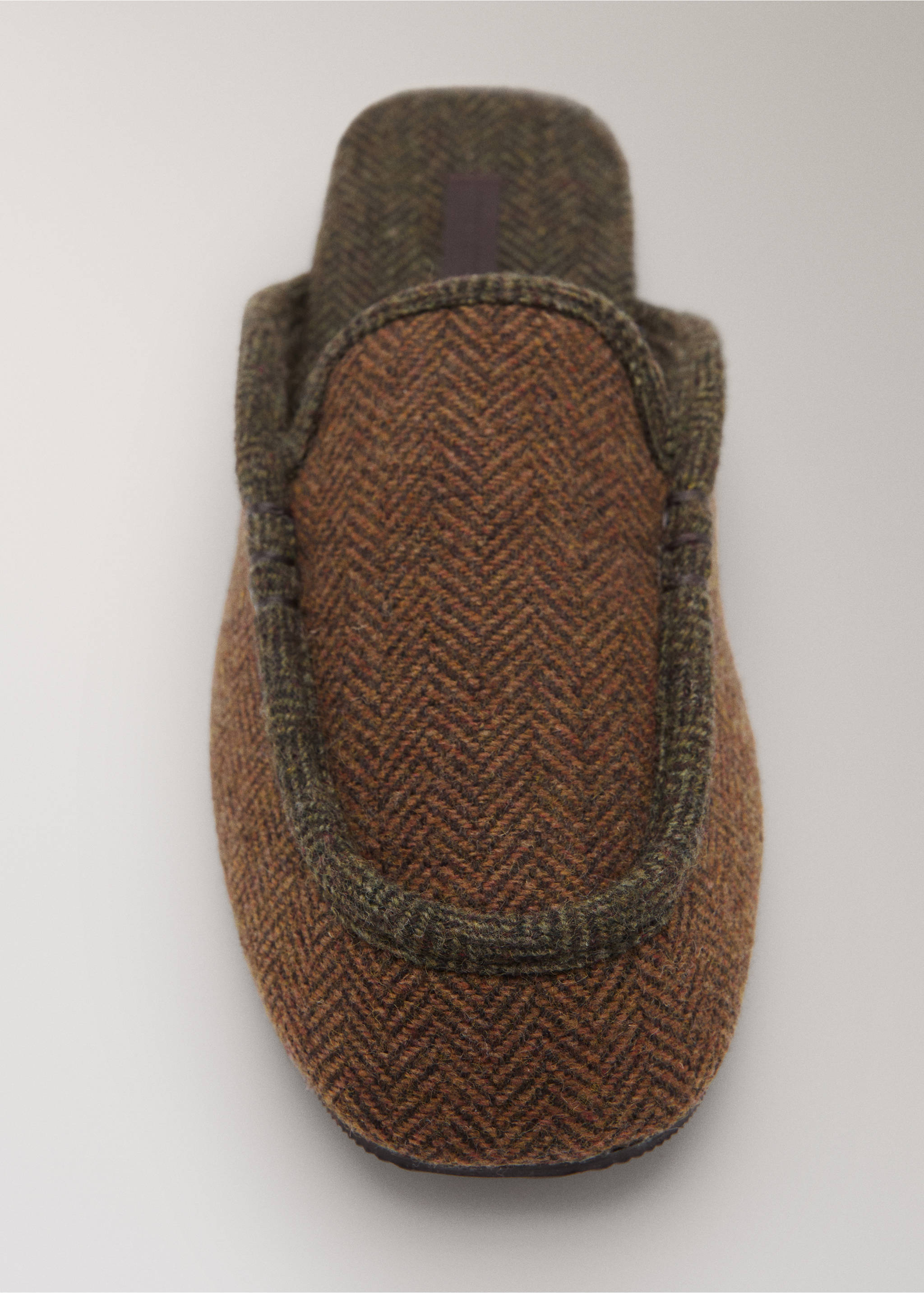 Herringbone fabric mule slippers - Details of the article 1, Brown. Ref: 17004109-00.