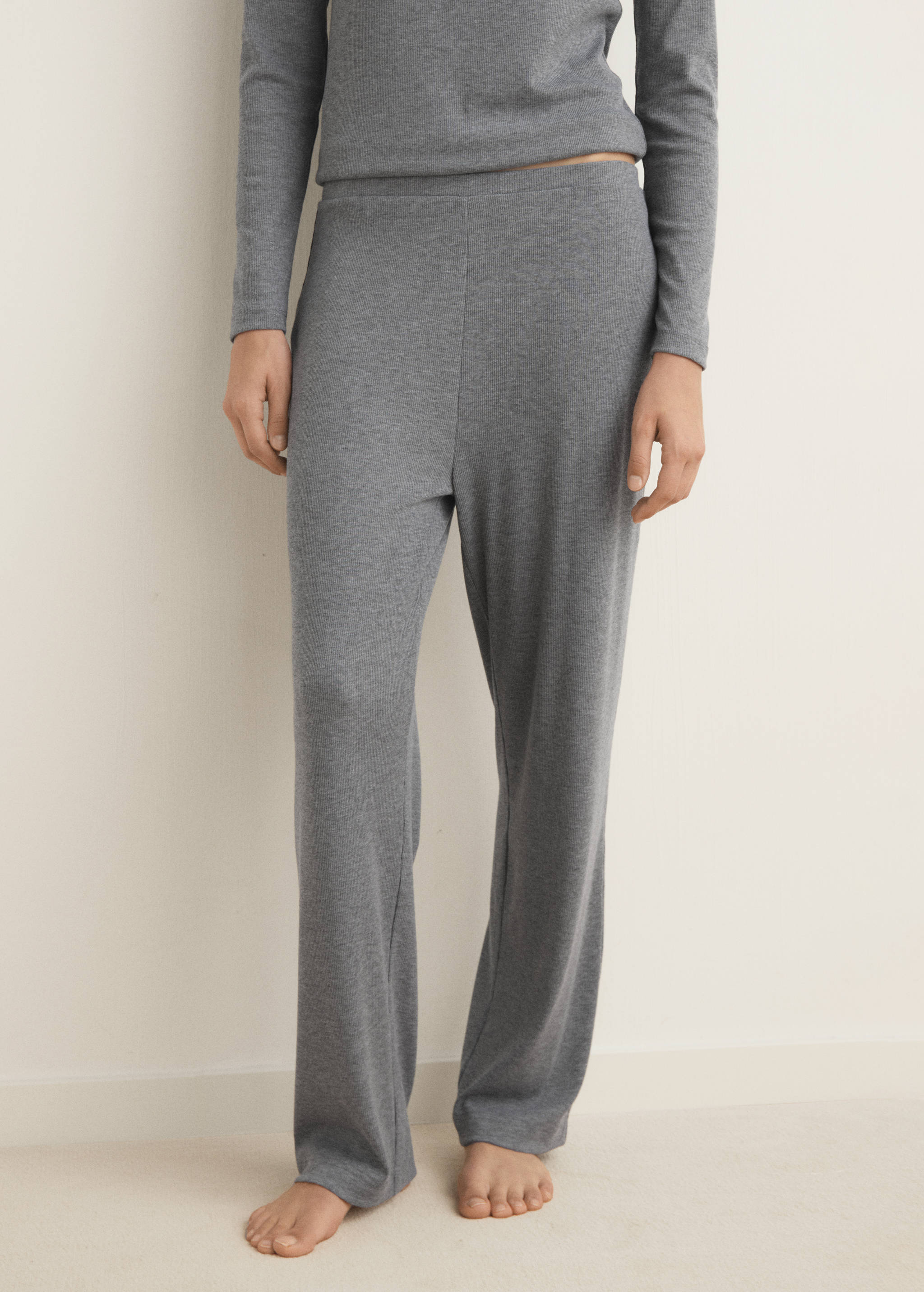 Ribbed-knit pyjama trousers - Medium plane