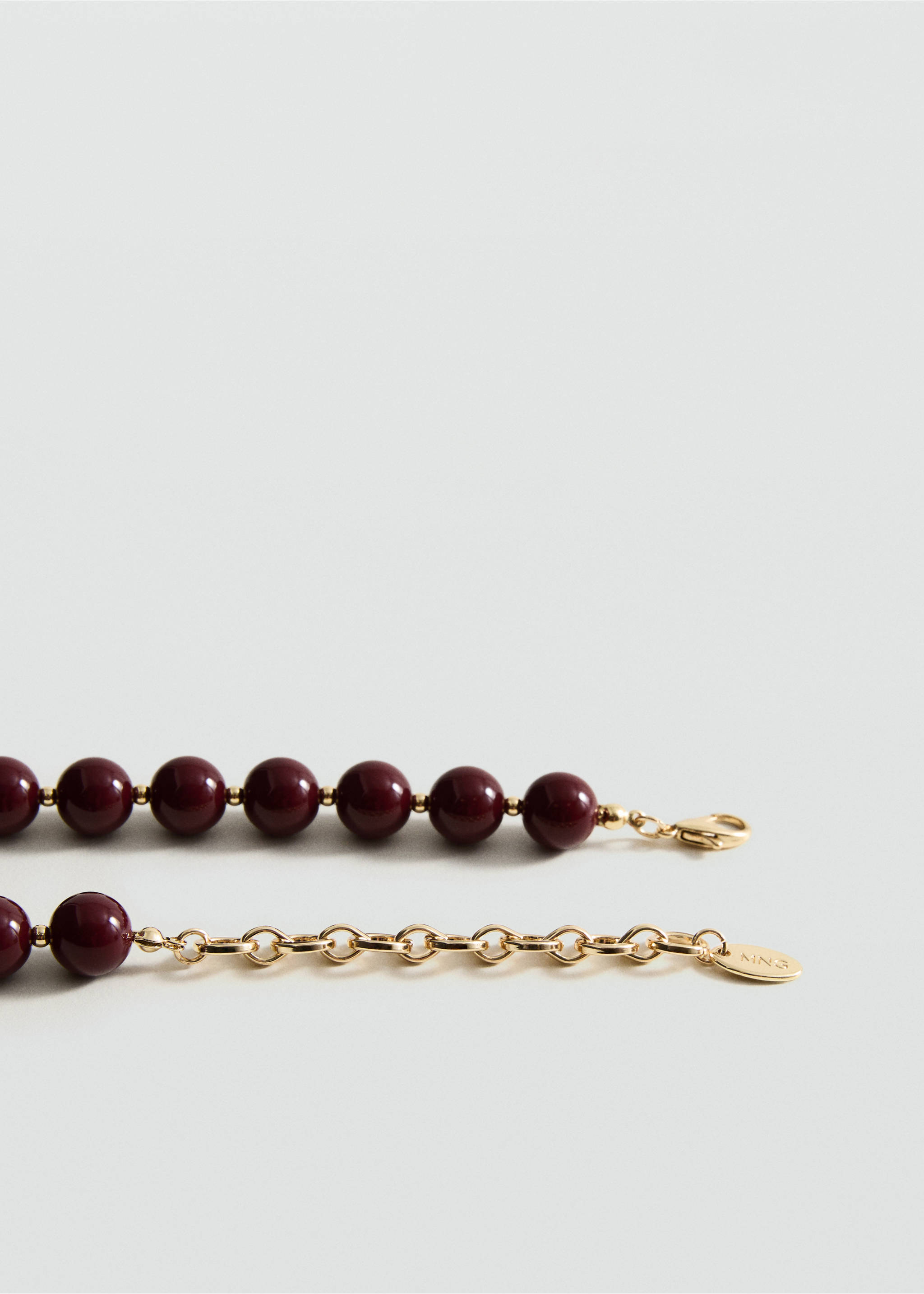 Combined ball necklace - Details of the article 1, Maroon. Ref: 17004134-00.