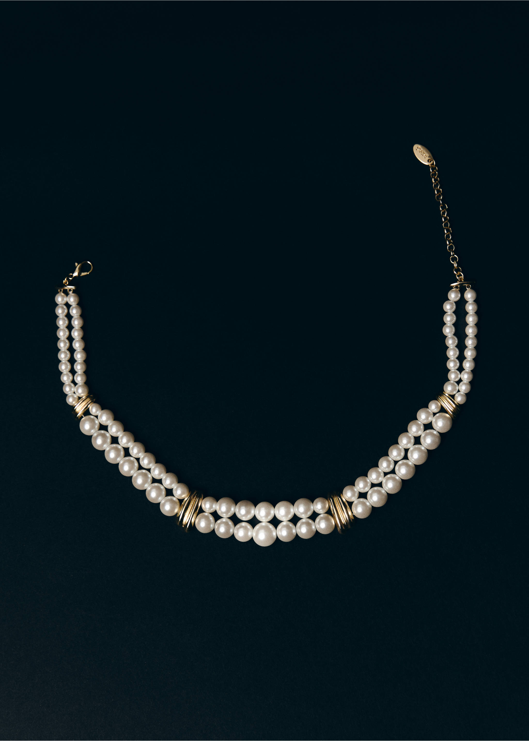 Gecombineerde choker met parels en kristallen - Overzichtstekening, Wit. Ref: 17004135-00.