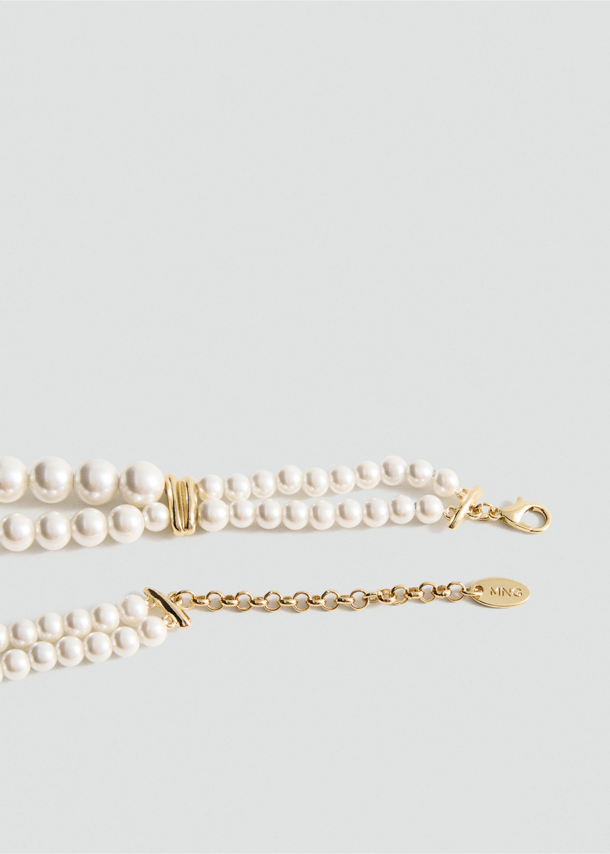 Gecombineerde choker met parels en kristallen - Detail van het artikel 1, Wit. Ref: 17004135-00.