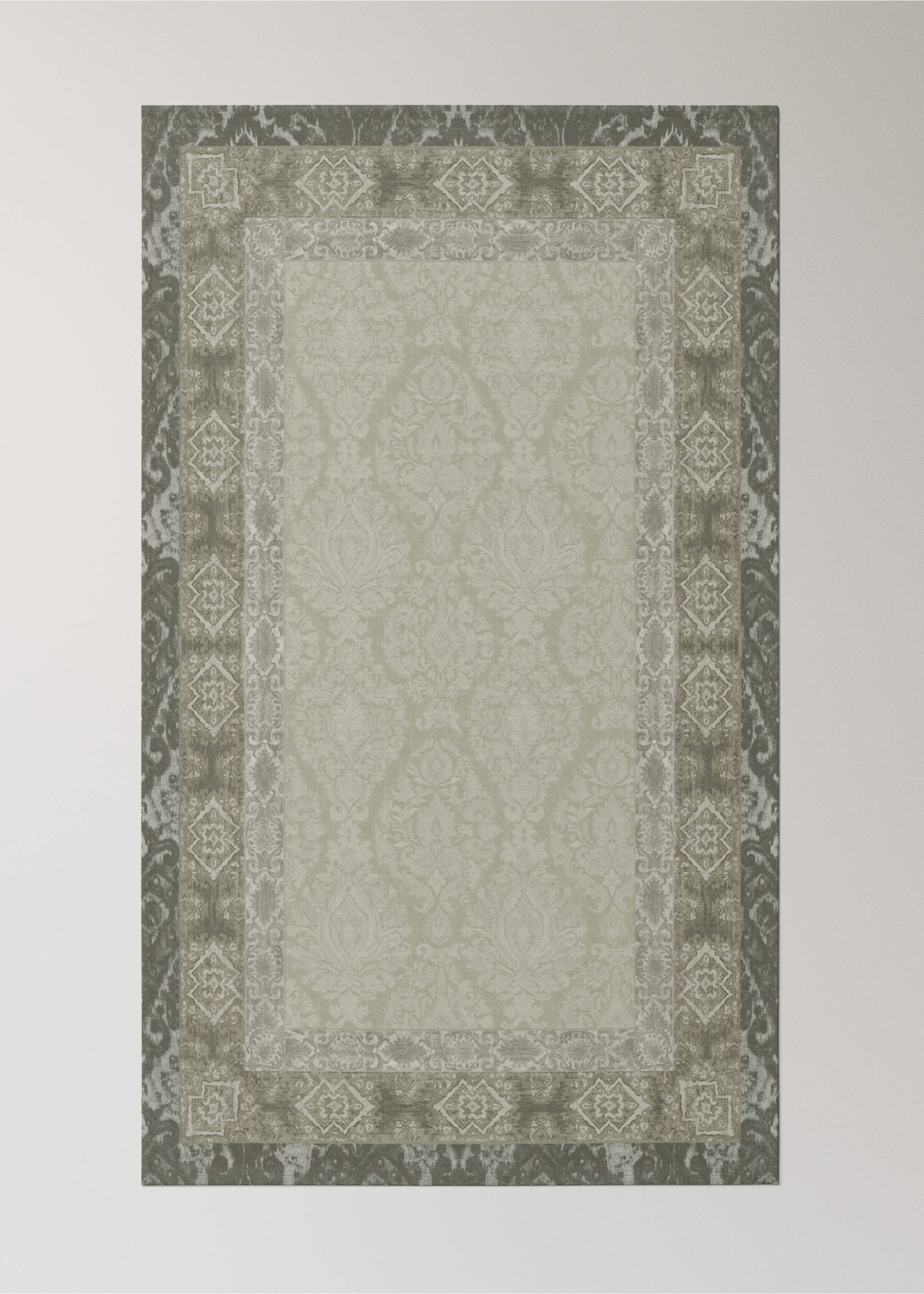 Damask-print cotton tablecloth for 8 to 10 diners - Details of the article 2, Sand. Ref: 17004136-00.