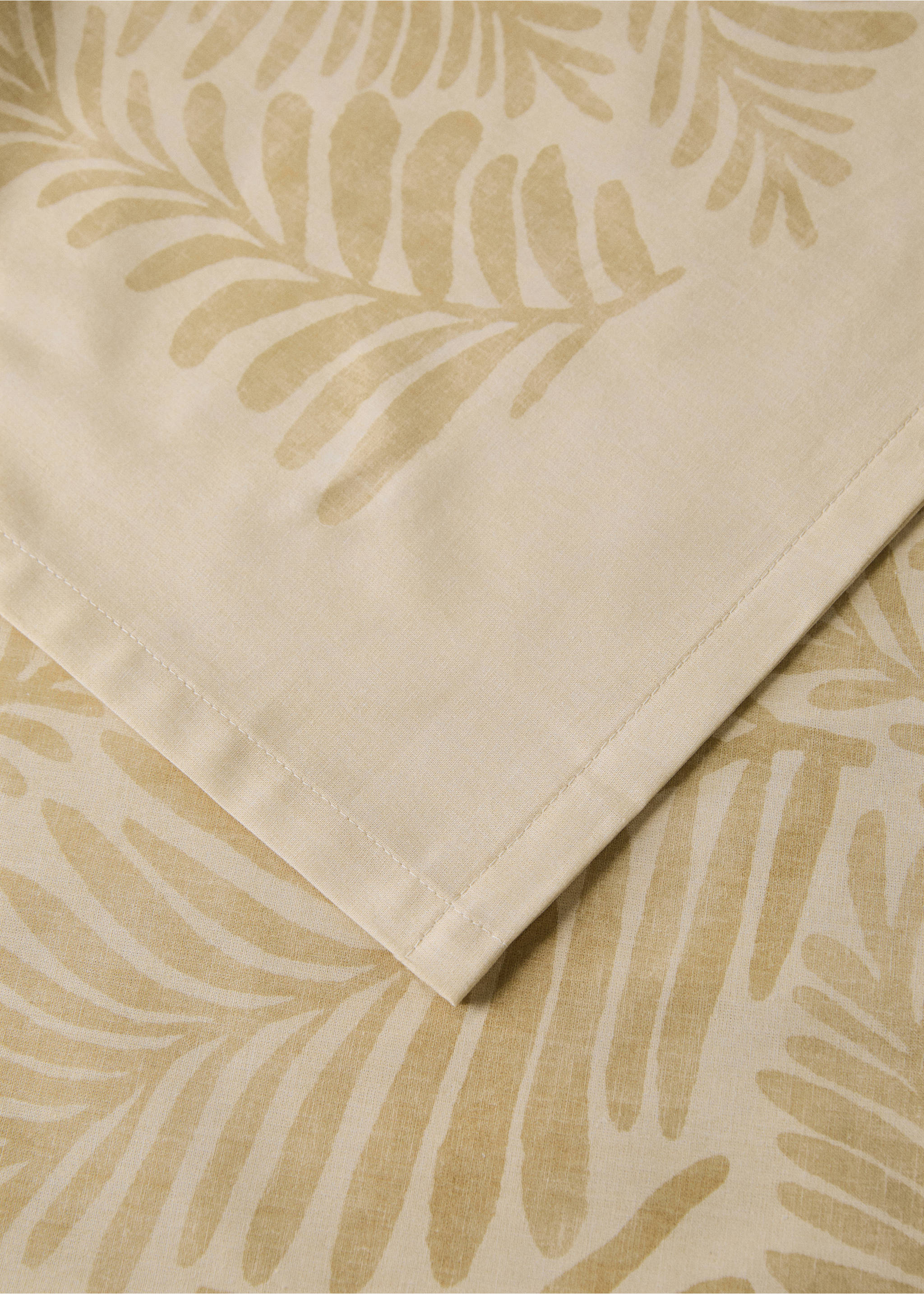Nappe en coton avec imprimé feuilles 6 à 8 convives - Détail de l'article 1, Vanille. Ref: 17004143-00.