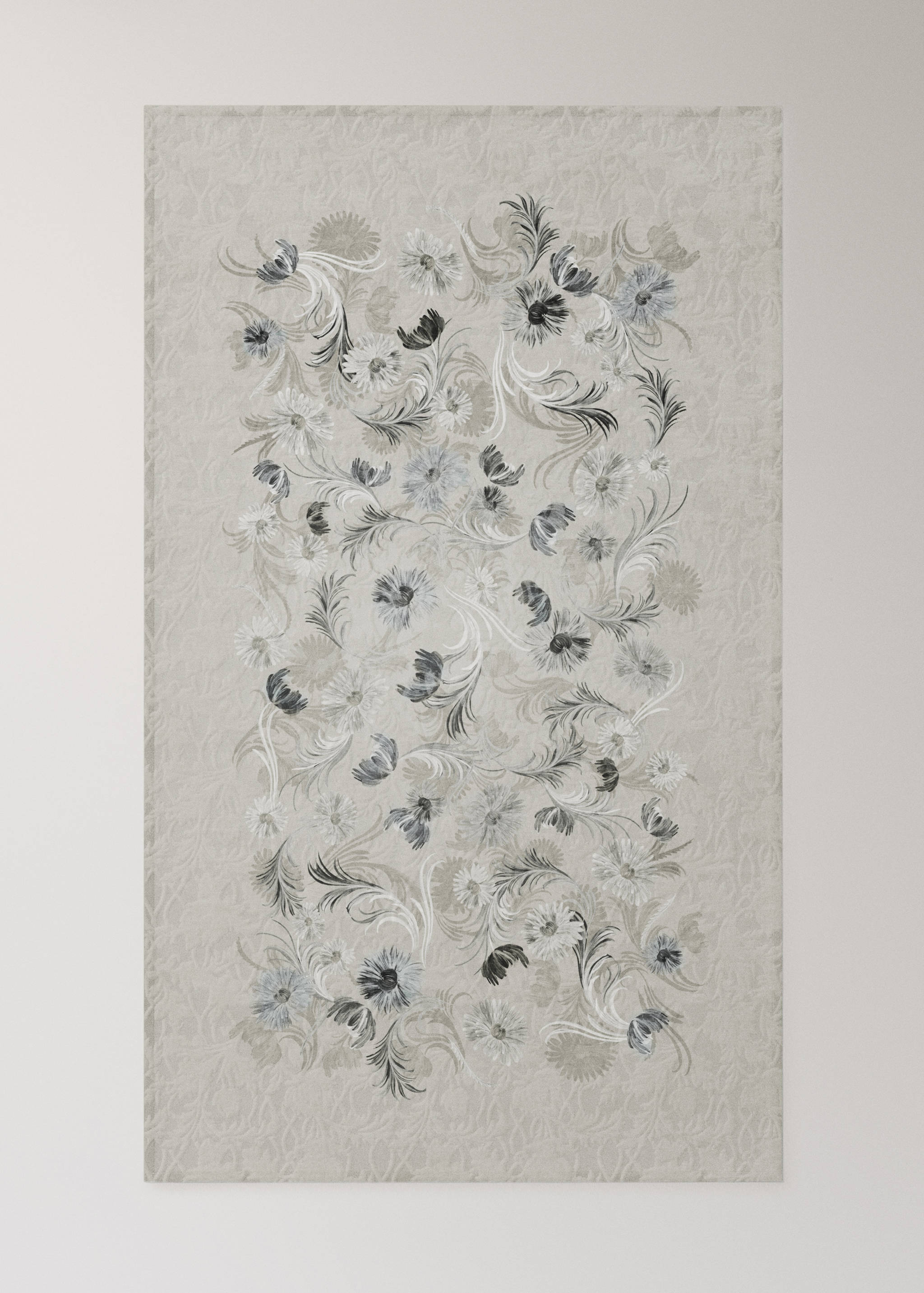 Cotton jacquard floral-print tablecloth for 6 to 8 diners - Medium plane