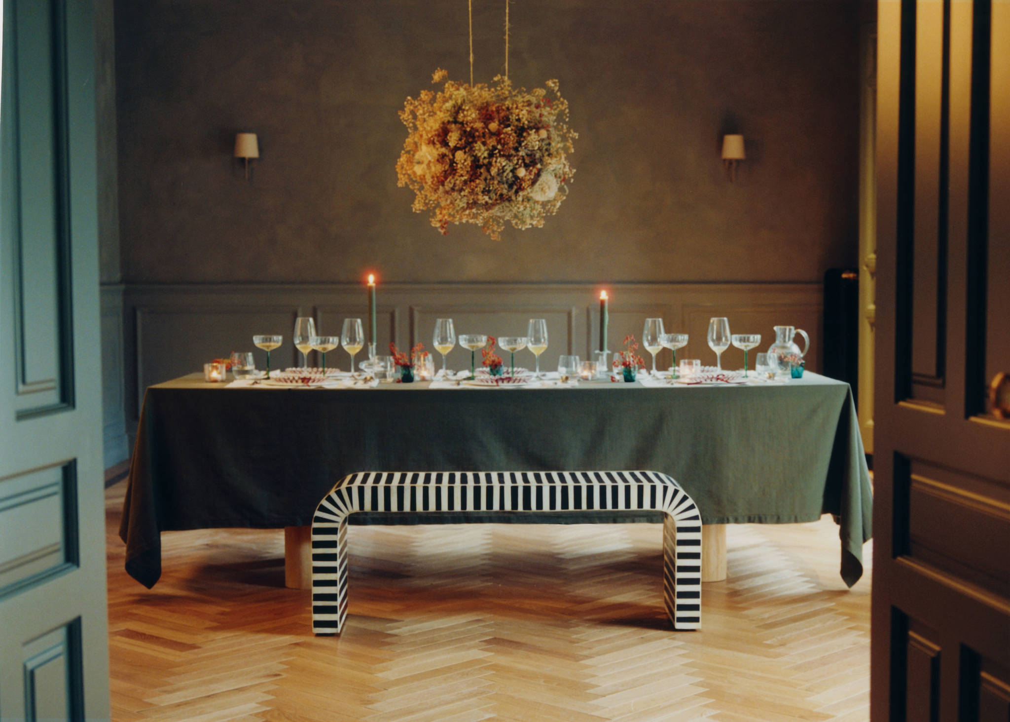 Cotton vanilla tablecloth for 2 to 4 diners - Panoramic plane
