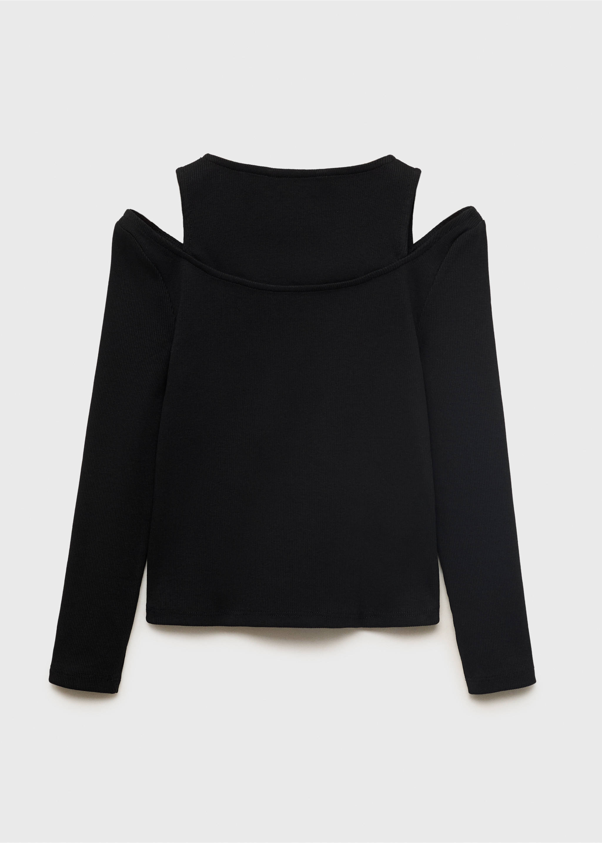 Ribbed cut-out T-shirt - Reverse of the article, Black. Ref: 17004428-00.