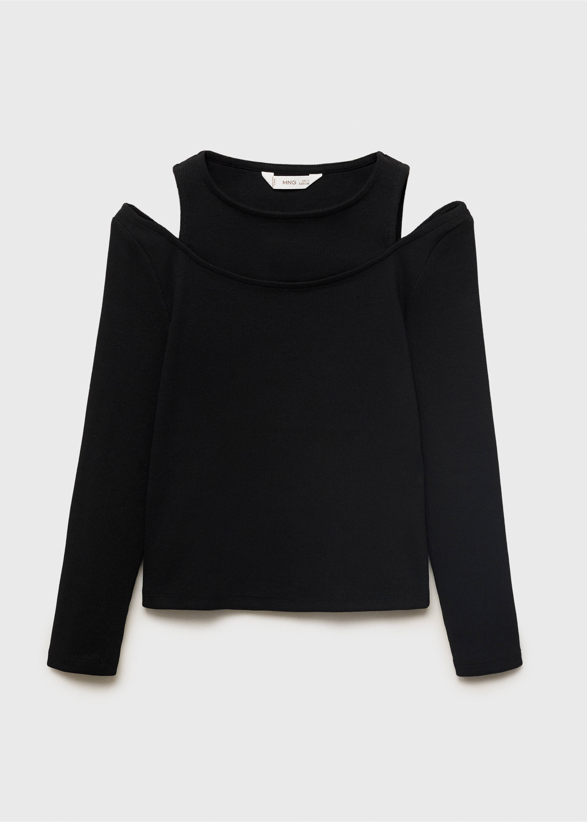 Ribbed cut-out T-shirt - Article without model, Black. Ref: 17004428-00.