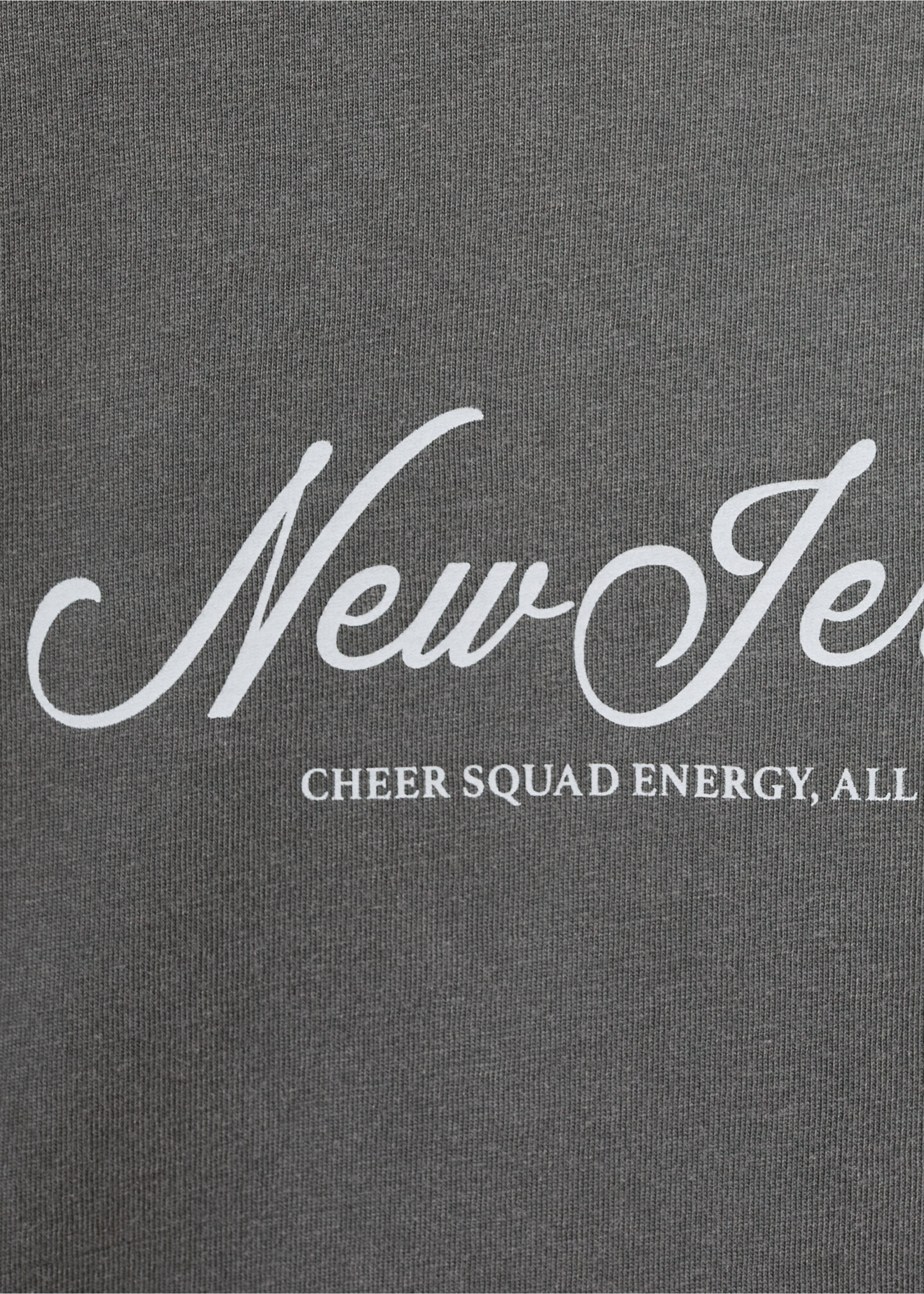 Printed cropped t-shirt - Details of the article 0, Charcoal. Ref: 17004432-00.