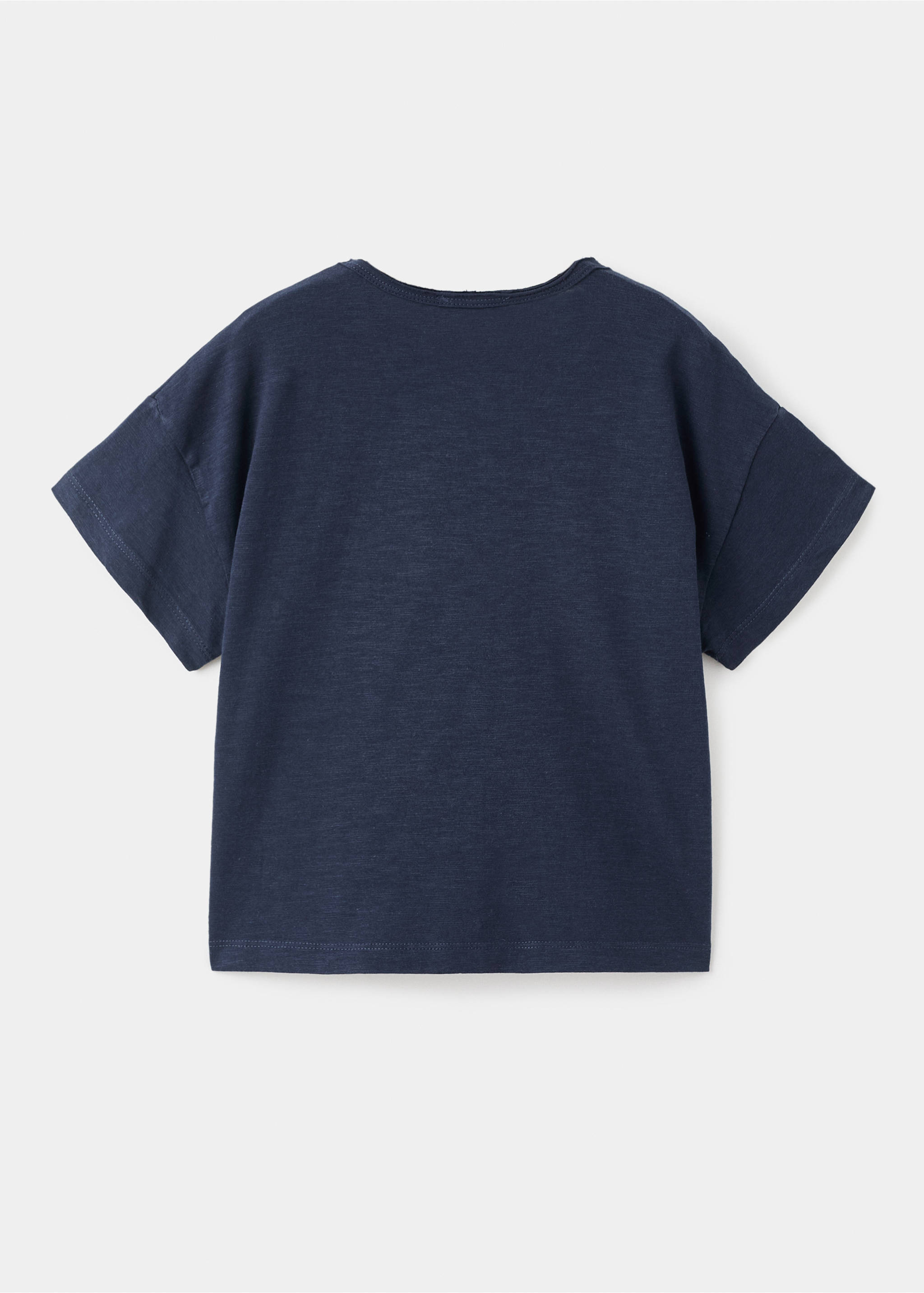 T-shirt with mother-of-pearl button detail - Reverse of the article, Navy. Ref: 17004434-00.