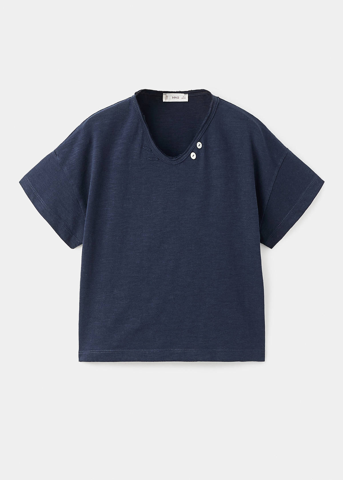 T-shirt with mother-of-pearl button detail