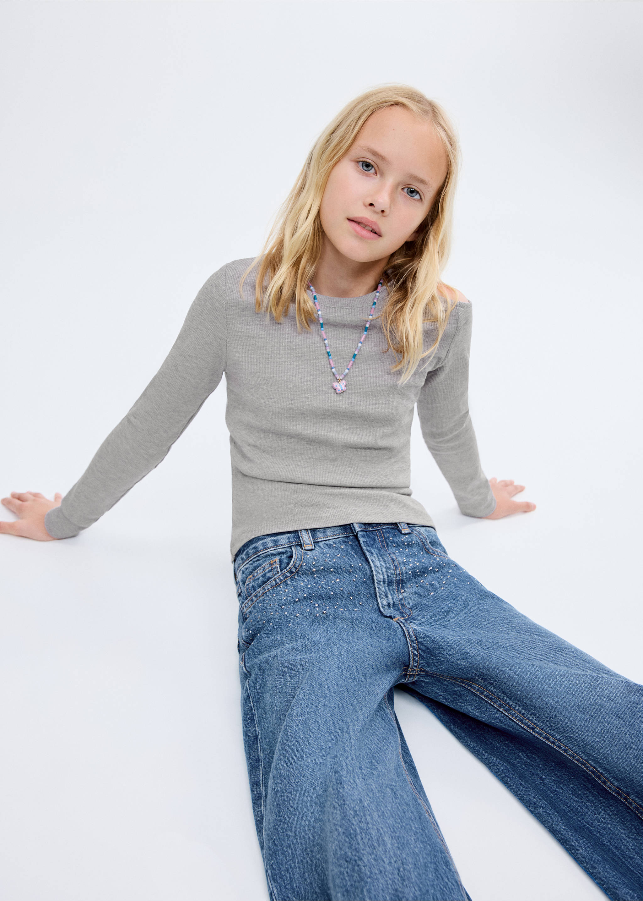 Grey long-sleeved t-shirt with a round neckline., Medium Heather Grey. Ref: 17004435-00.