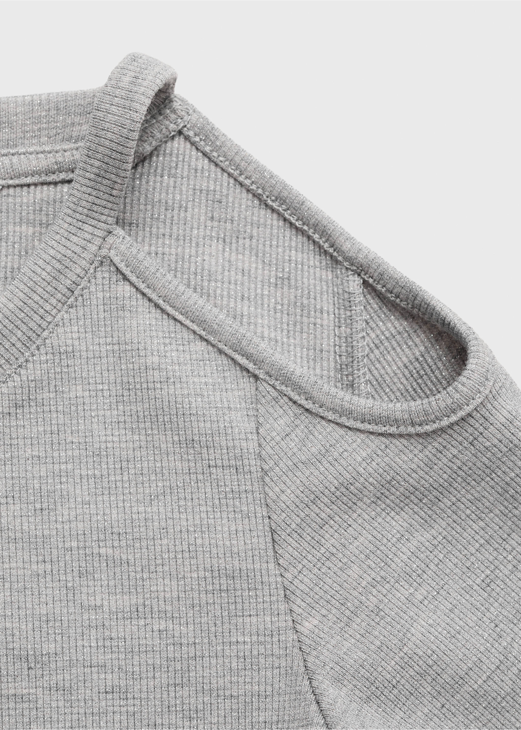 Grey ribbed kids' t-shirt with cold-shoulder cutout detail., Medium Heather Grey. Ref: 17004435-00.