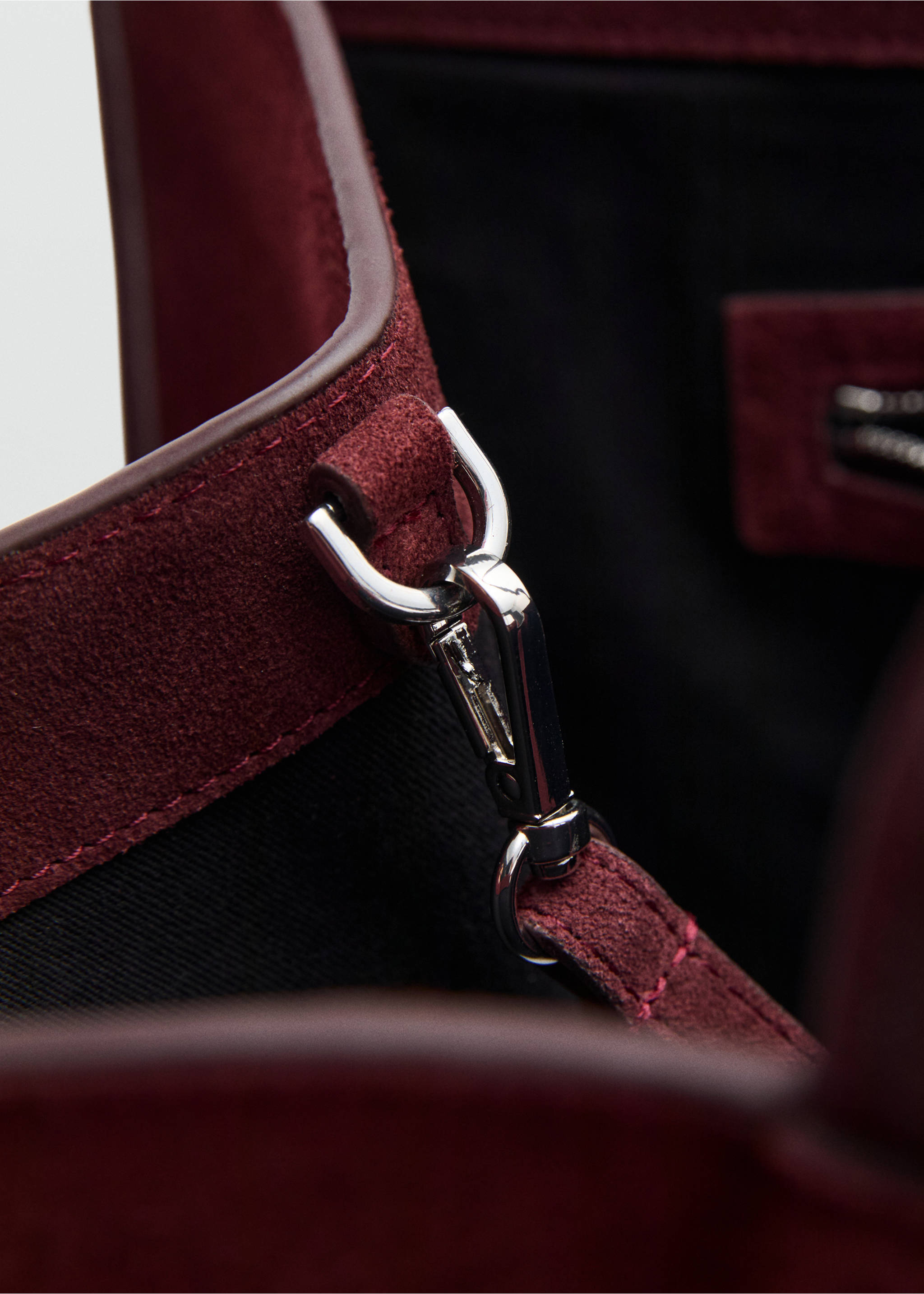 Bolso shopper piel serraje - Detalle del artículo 1, Burdeos. Ref: 17004446-00.