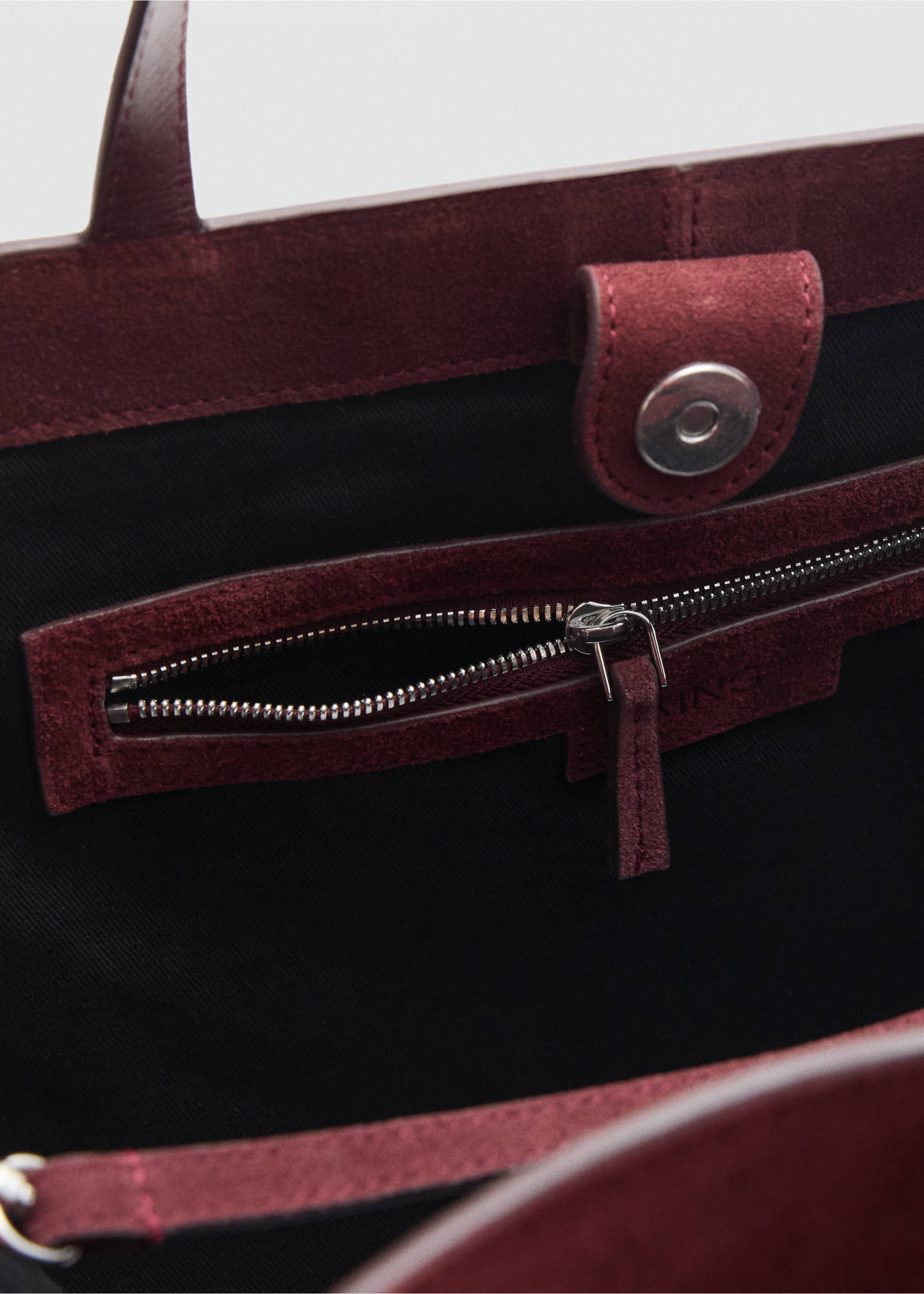 Bolso shopper piel serraje - Detalle del artículo 2, Burdeos. Ref: 17004446-00.