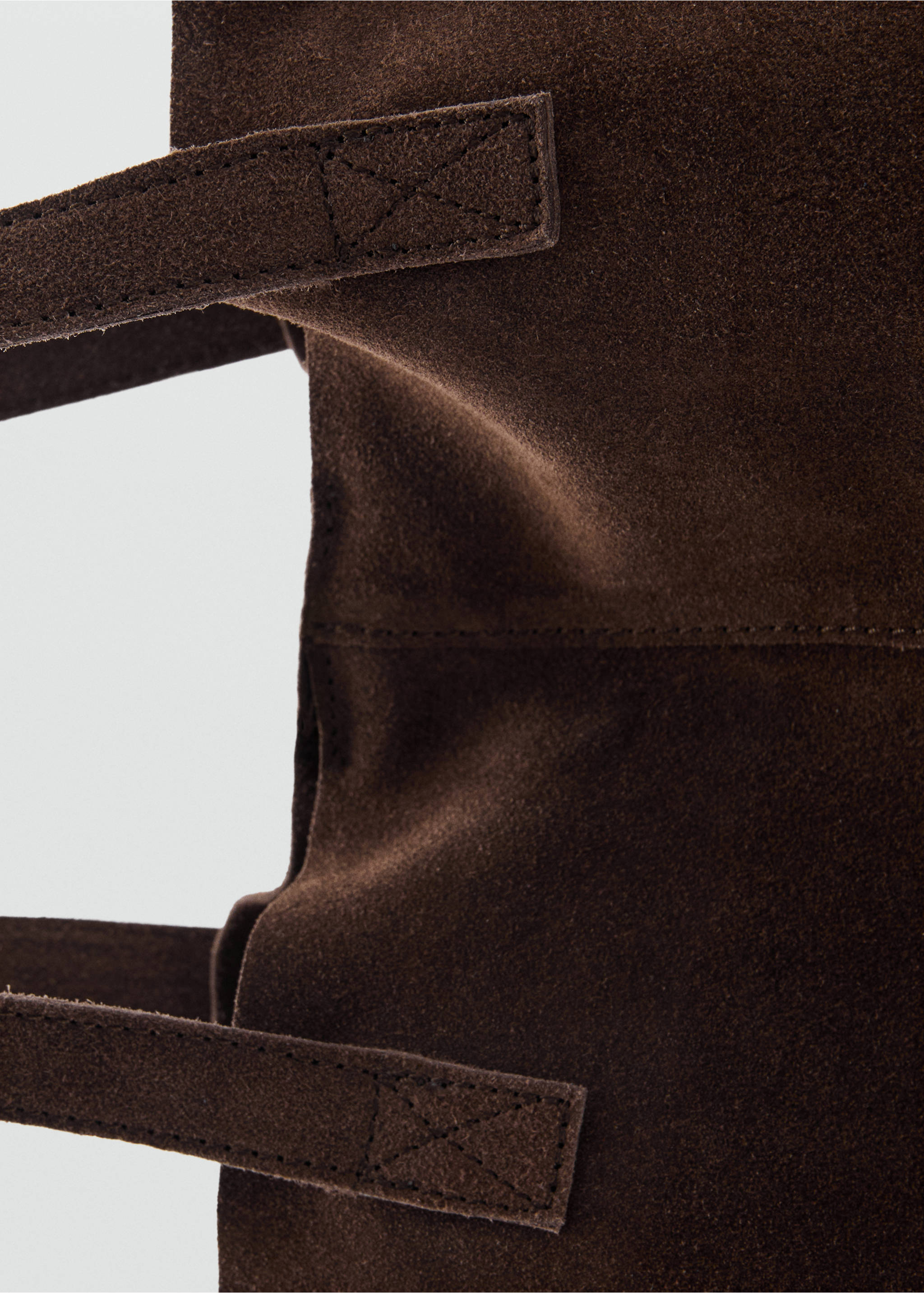 Suede leather bag - Details of the article 1, Chocolate. Ref: 17004451-00.