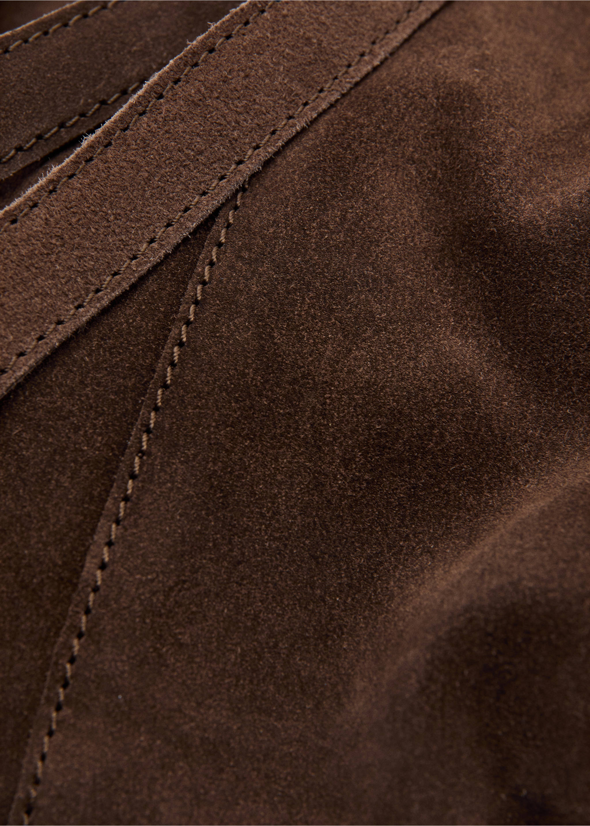 Suede leather bag - Details of the article 3, Chocolate. Ref: 17004451-00.