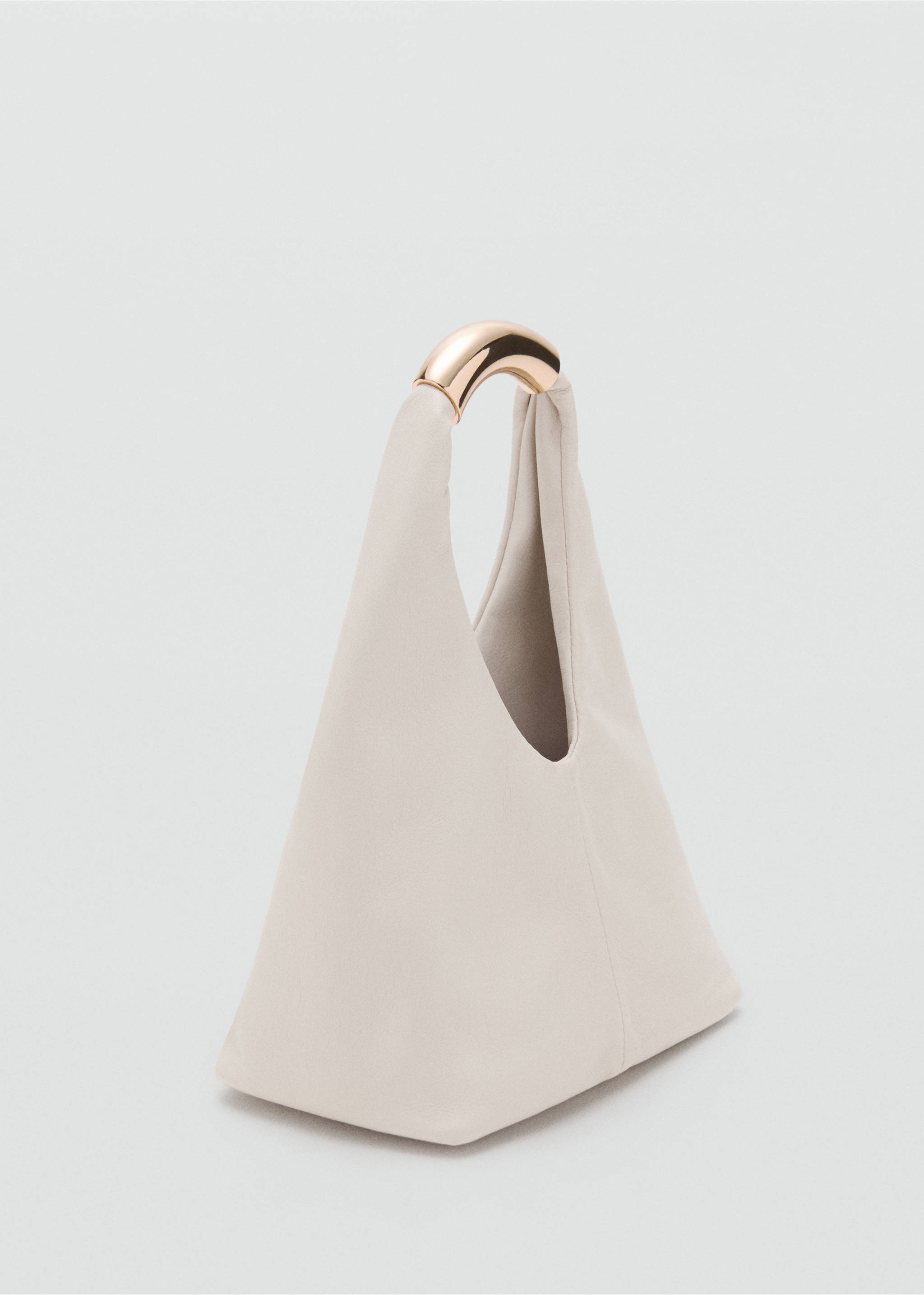 Handbag with metal handle - Medium plane, Off White. Ref: 17004452-00.
