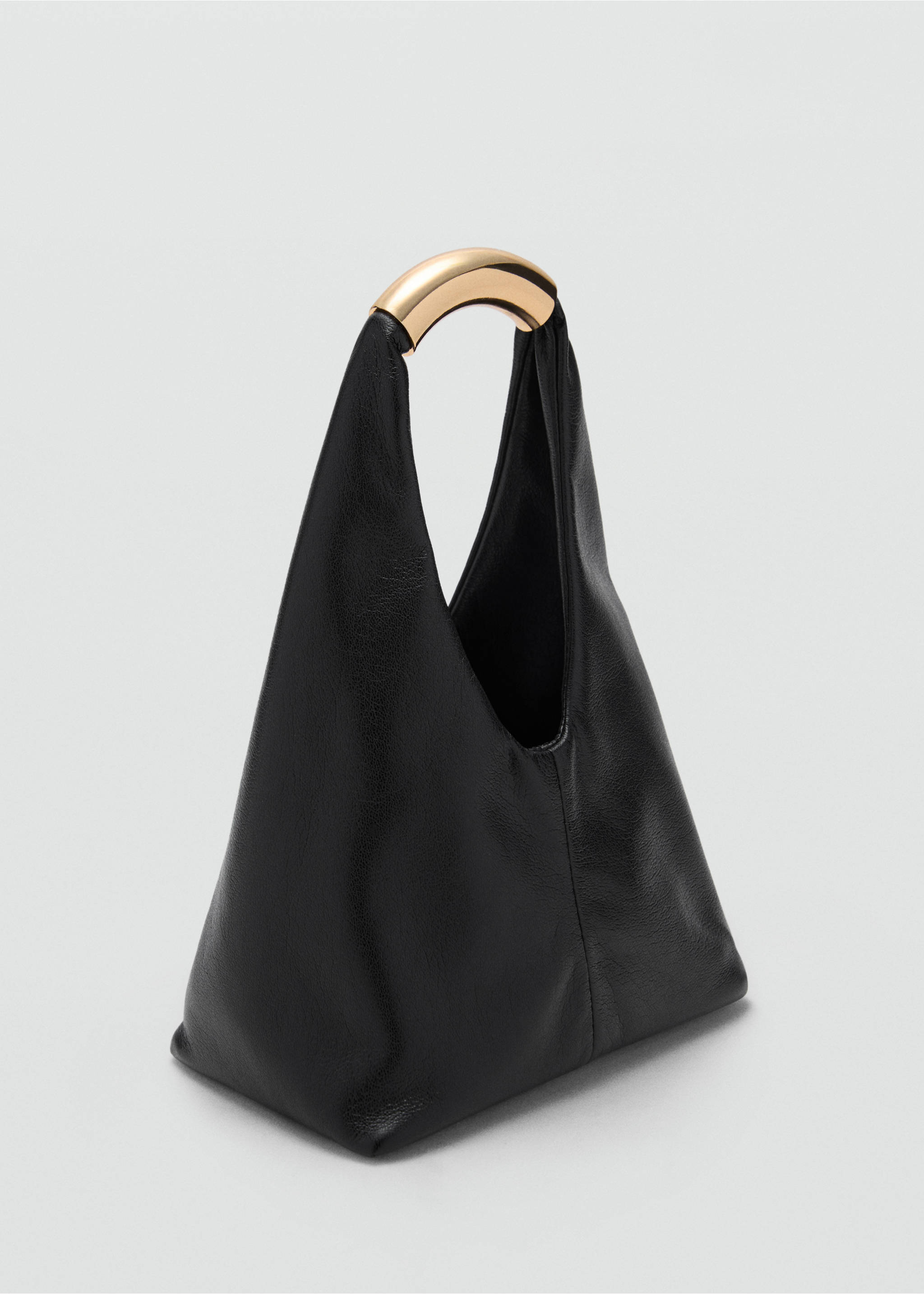 Handbag with metal handle - Medium plane, Black. Ref: 17004452-00.