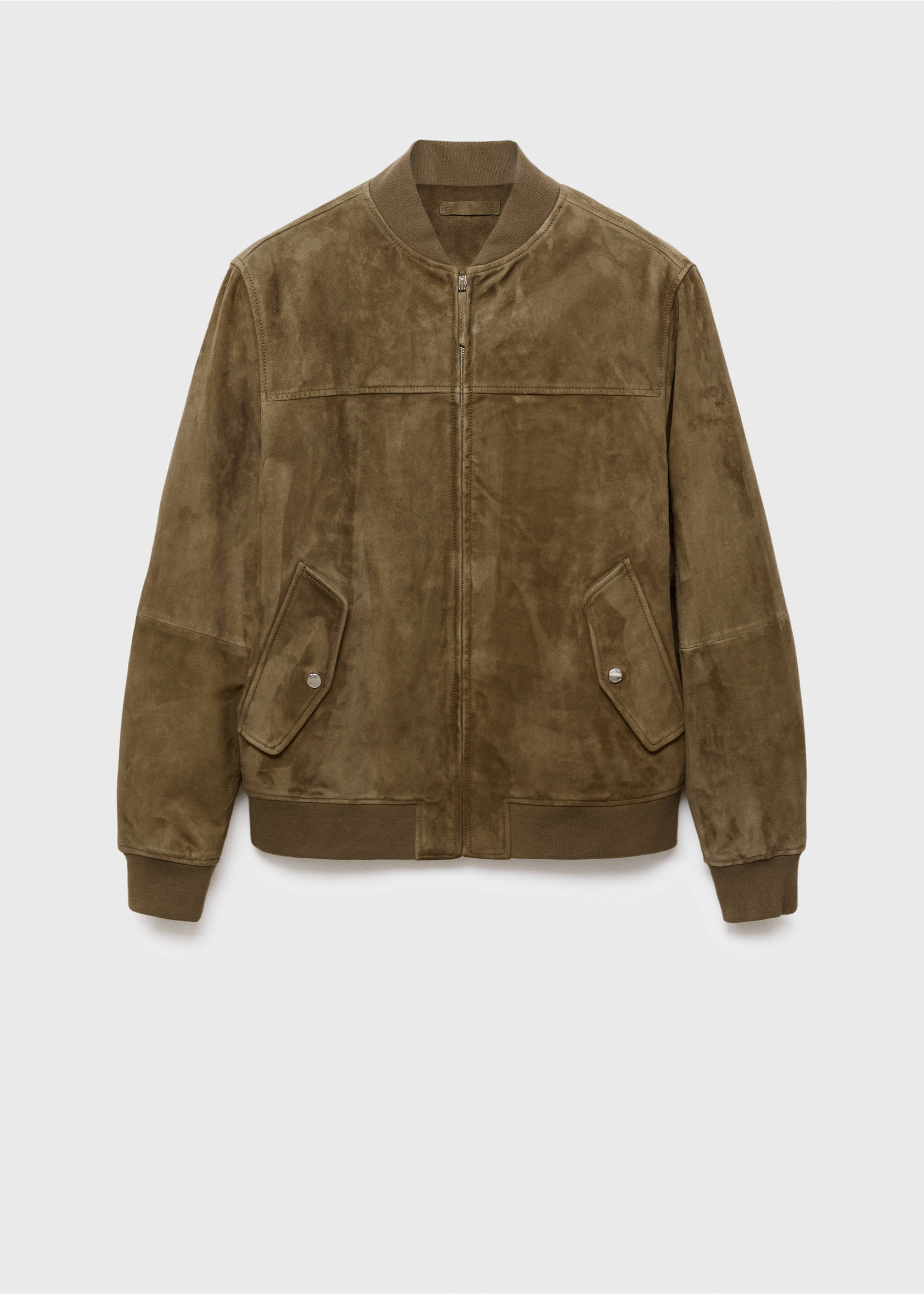 Blouson bomber cuir daim - Article sans modèle, Kaki. Ref: 17005141-00.