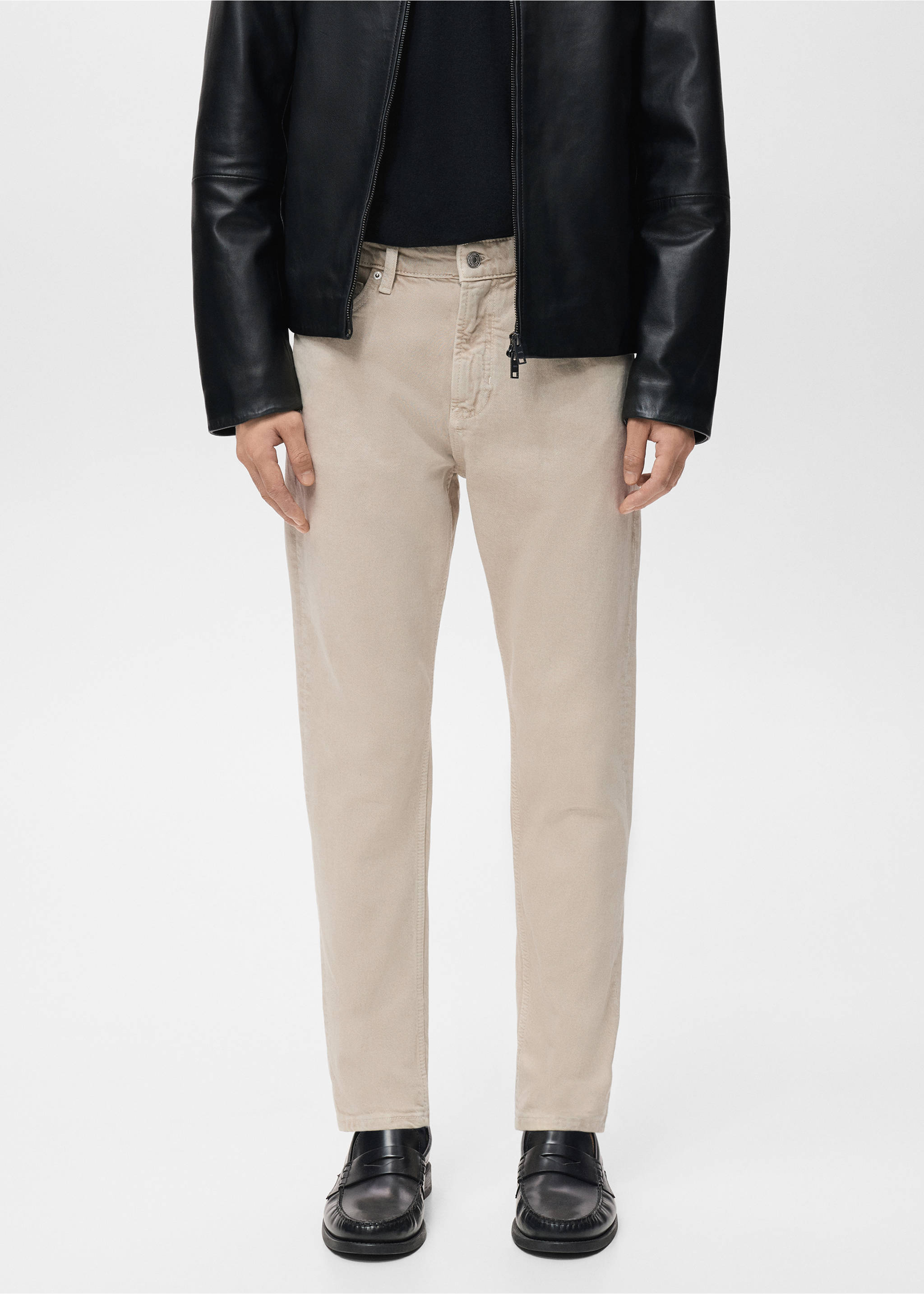 Ben cropped tapered-fit jeans - Medium plane, Sand. Ref: 17005150-00.