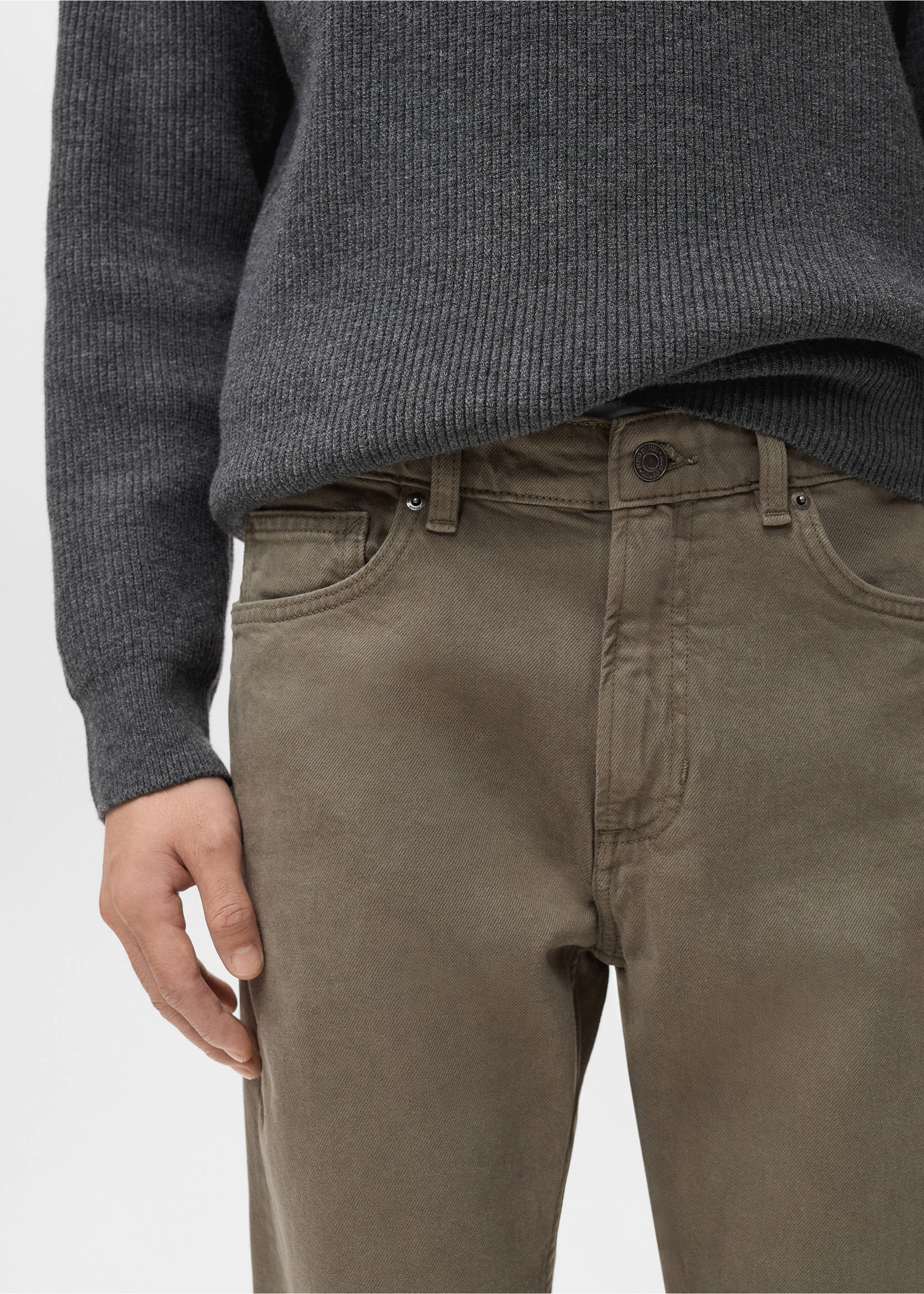 Ben cropped tapered-fit jeans - Details of the article 1, Dark Green. Ref: 17005150-00.