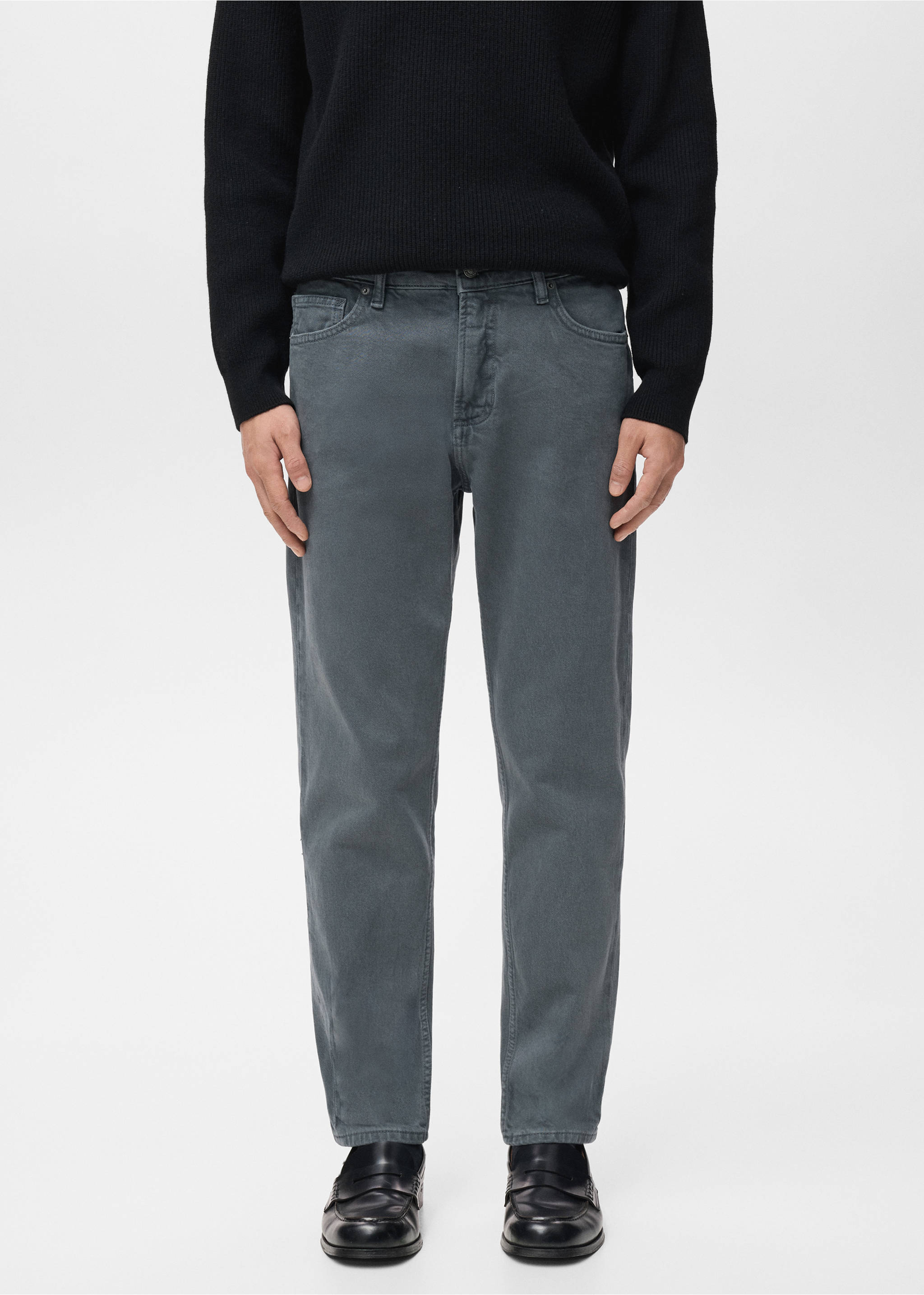 Jean Ben cropped tapered-fit - Plan moyen, Gris foncé. Ref: 17005150-00.