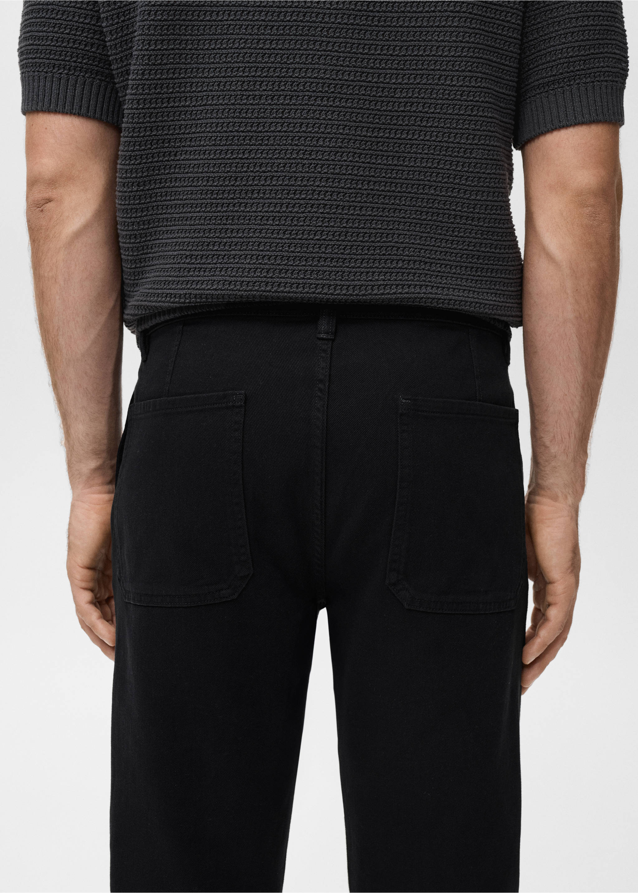 Regular fit cotton jeans - Details of the article 6, Navy. Ref: 17005151-00.