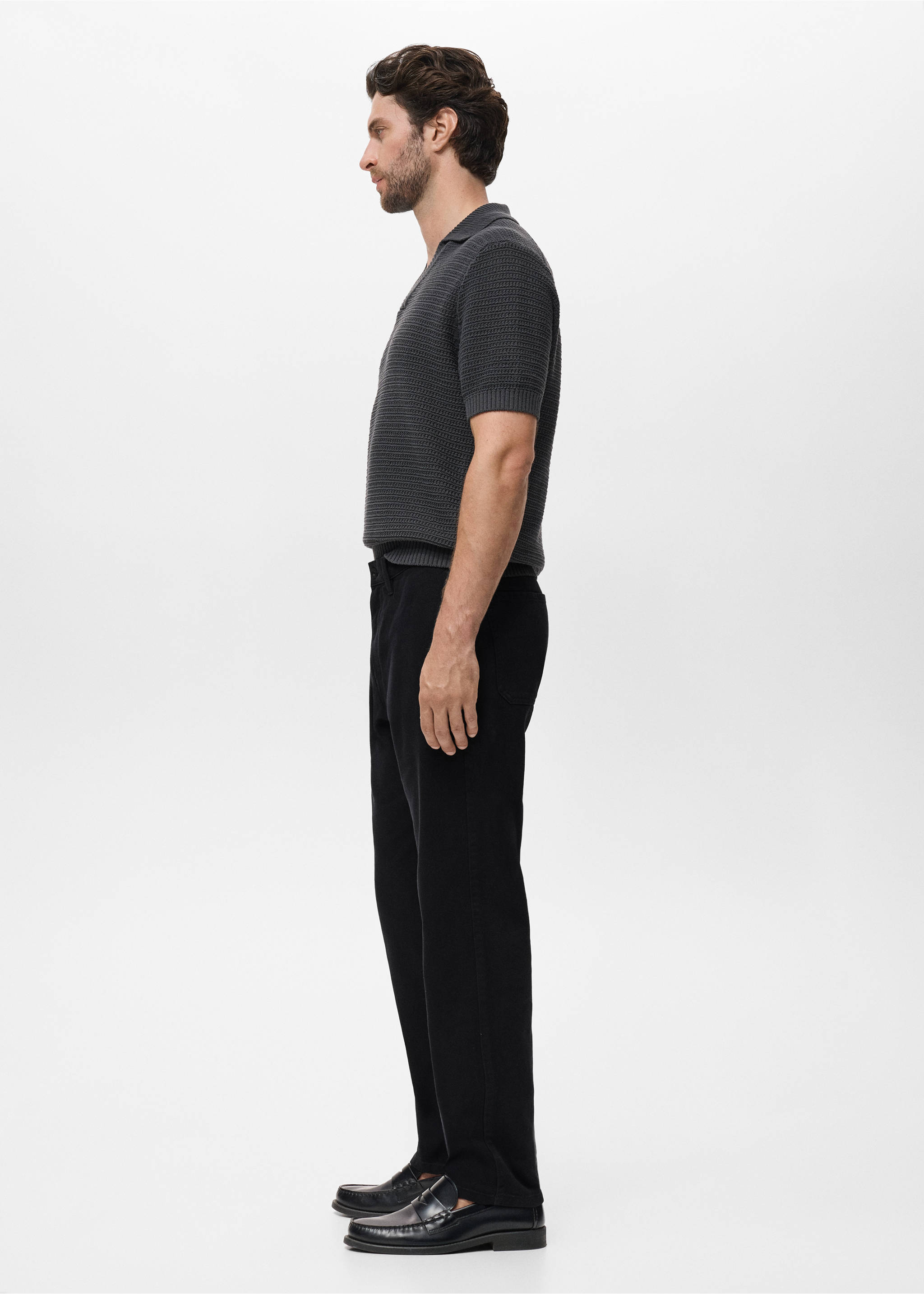 Regular fit cotton jeans - Details of the article 2, Navy. Ref: 17005151-00.