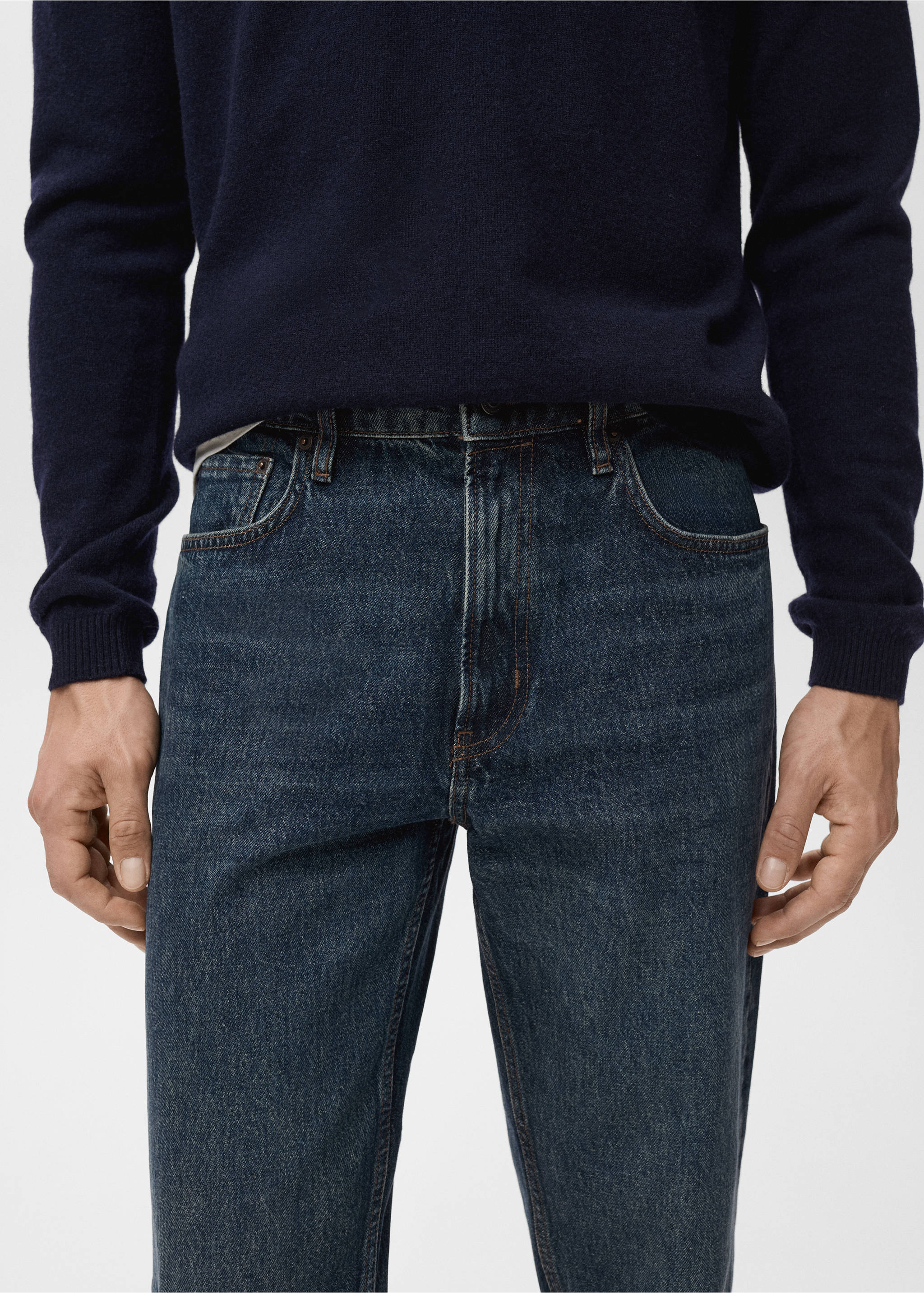 Moby straight-fit dark-wash jeans - Details of the article 1, Dark Blue. Ref: 17005152-00.