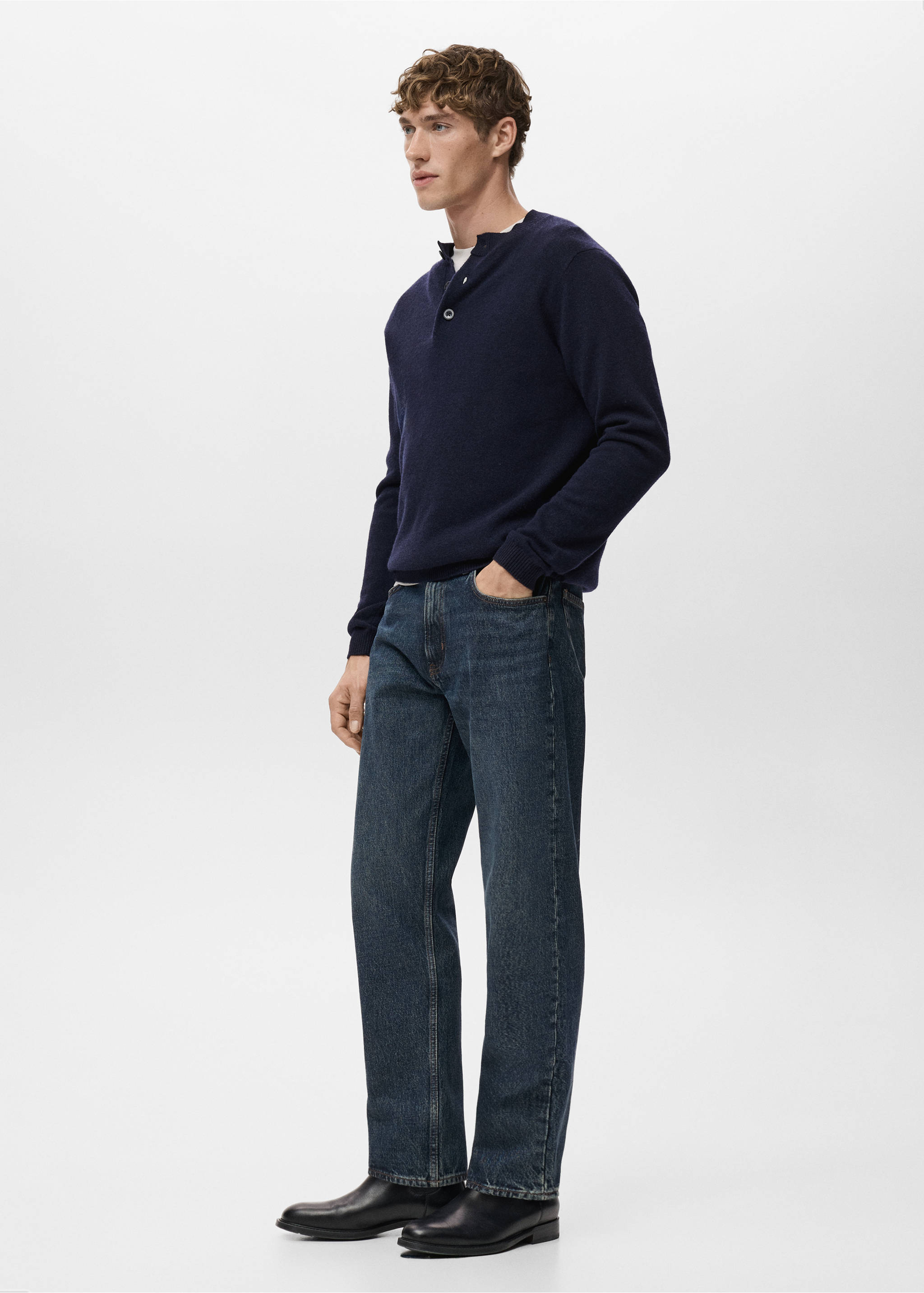 Moby straight-fit dark-wash jeans - Details of the article 2, Dark Blue. Ref: 17005152-00.