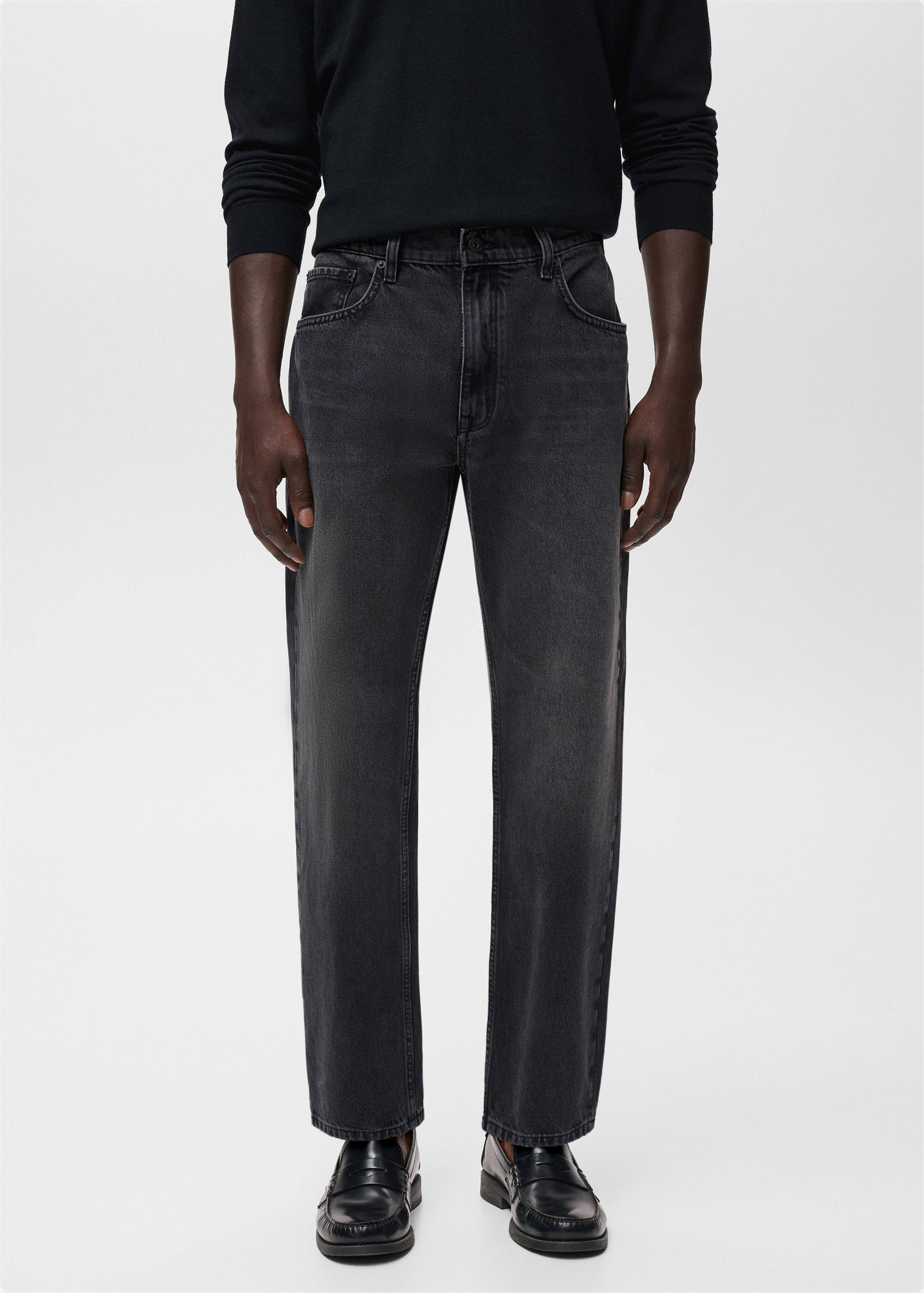 Tmavé džíny Moby straight fit - Náhled ve středové rovině