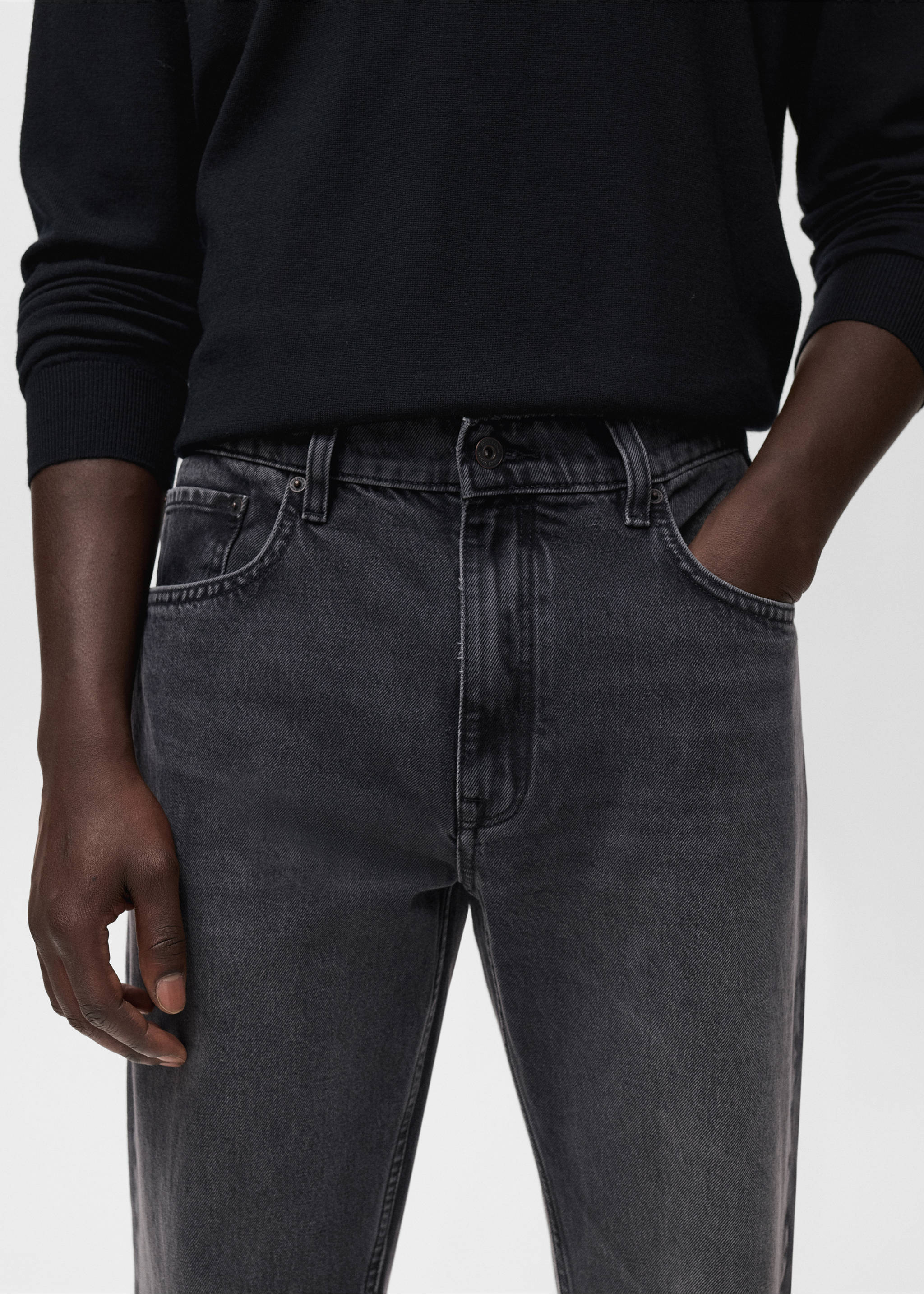 Moby straight-fit dark-wash jeans - Details of the article 1, Open Grey. Ref: 17005153-00.