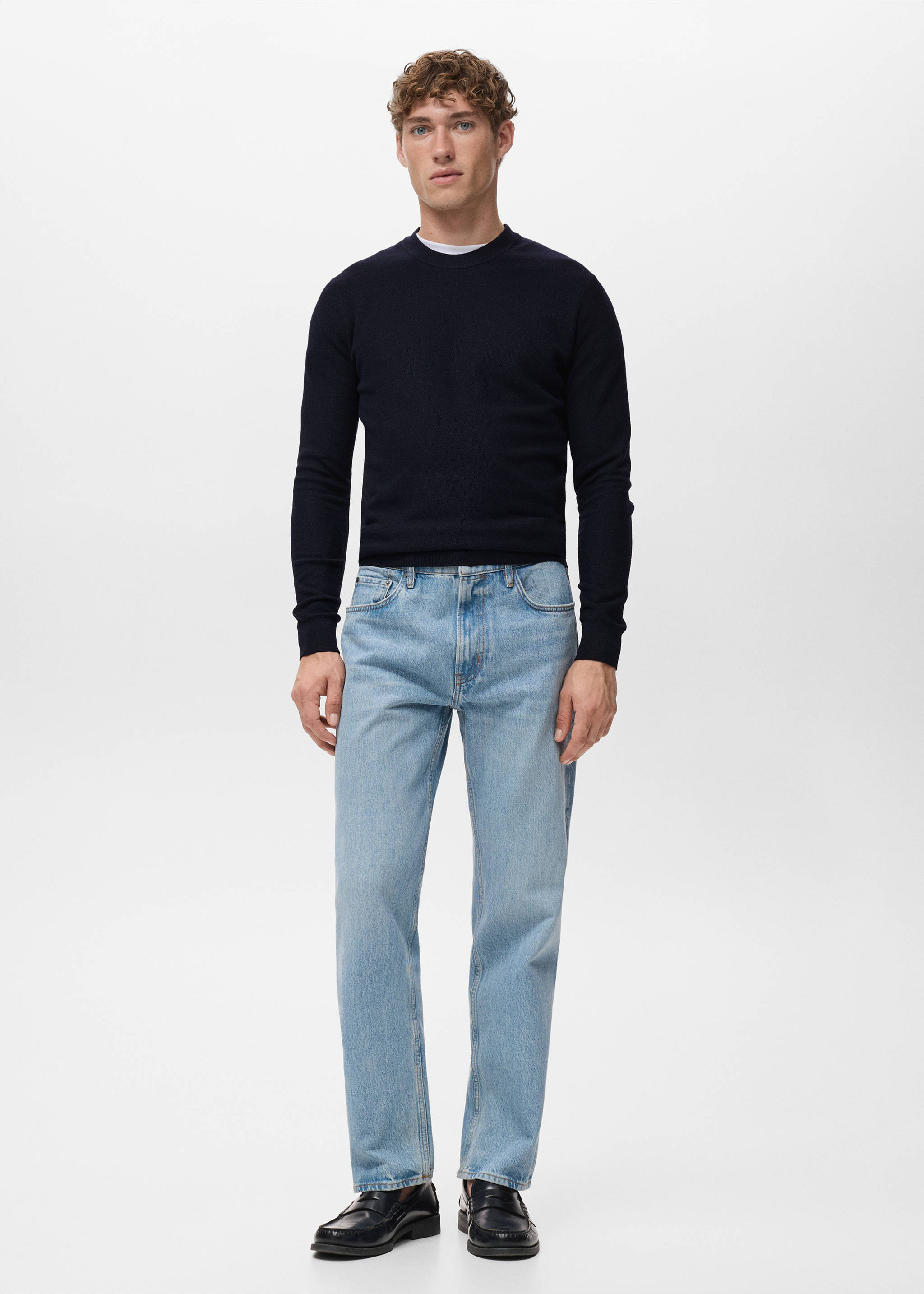 Jean Moby straight-fit délavé clair - Plan général, Bleu moyen vintage. Ref: 17005154-00.